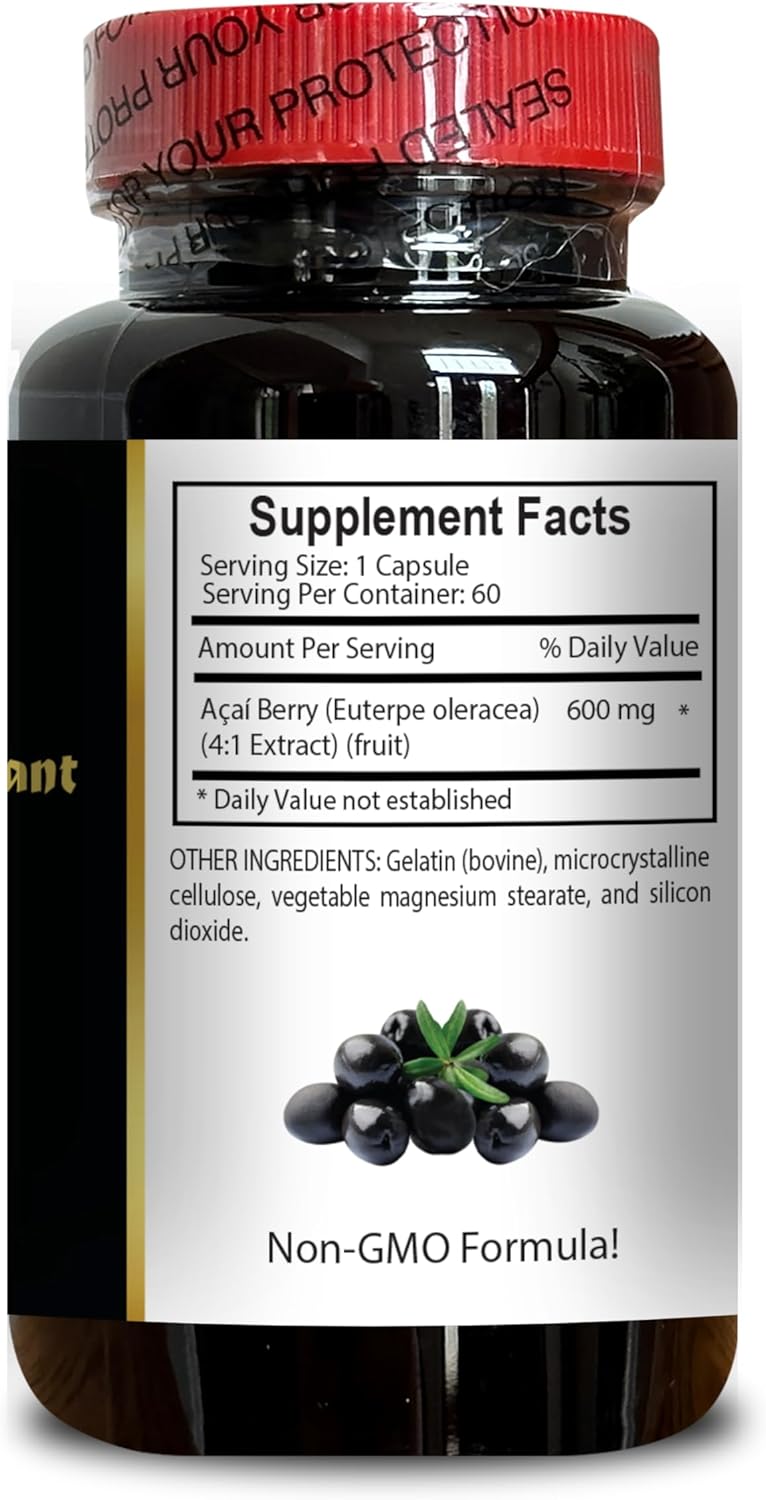 ACAI Berry Extract - acai Berry Cleanse, Non-GMO, Extract, Anti Aging Supplement Acai Berry Extract for Women and Men, Wellness - 1 Bottle 60 Capsules