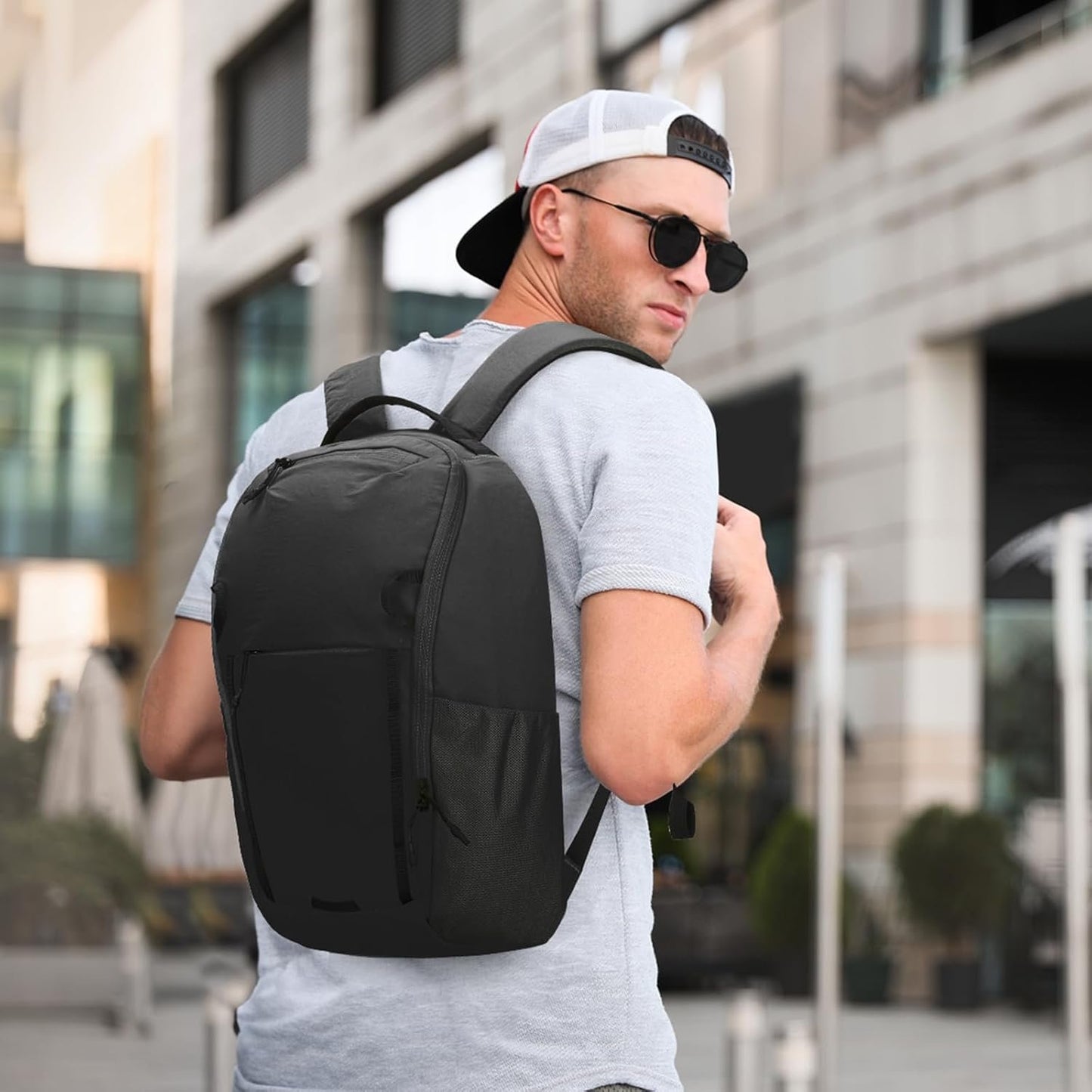 Outplea 17L Small Travel Backpack with Front Opening Men Women, 15" Laptop Backpack for College, Computer Backpacks Carry On