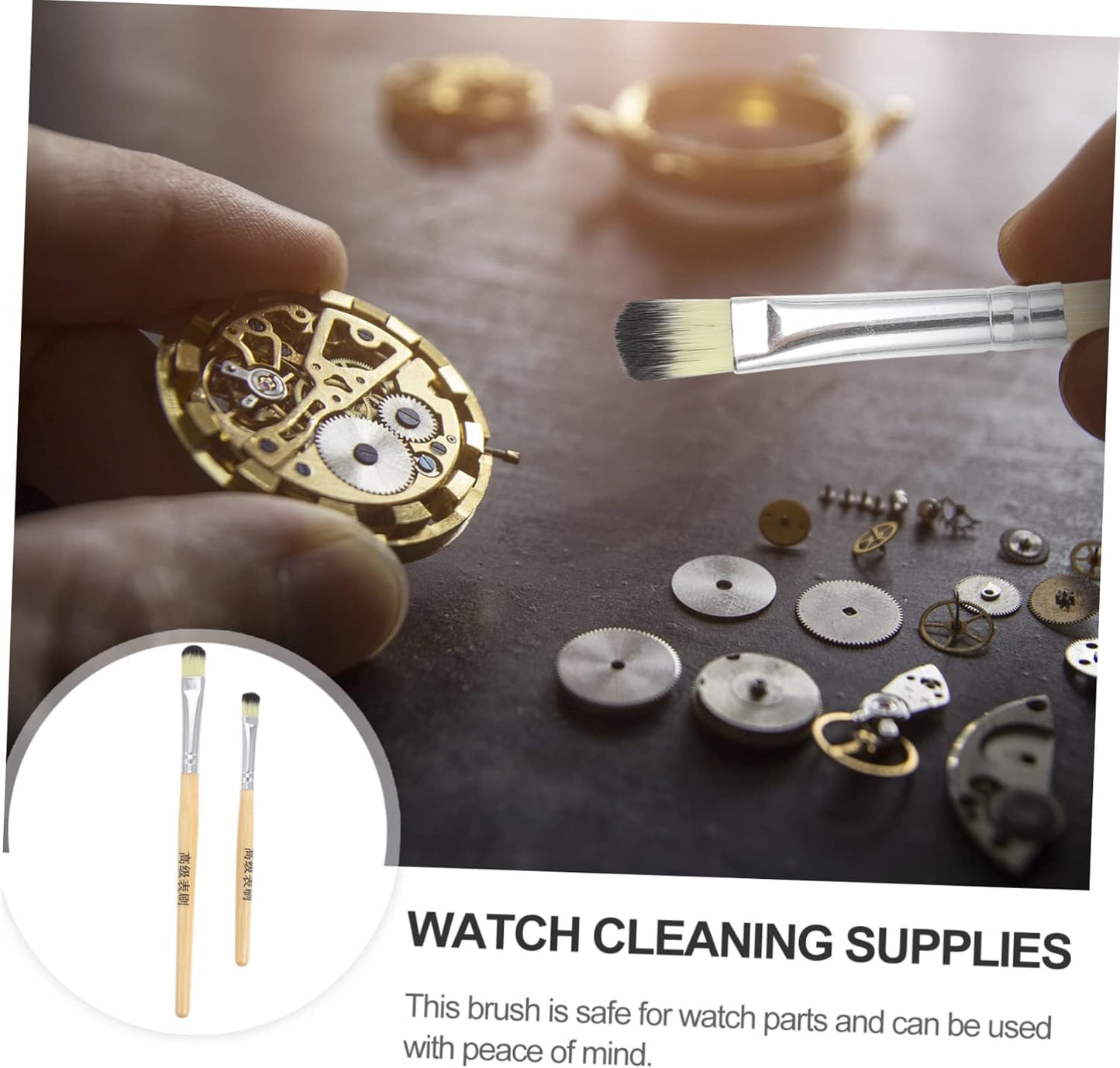 GANAZONO 2Pcs Watch Parts Cleaning Brush Watch Movement Cleaning Tools with Handle Essential for Watch Repairing and Maintenance Safe for All Watch Parts