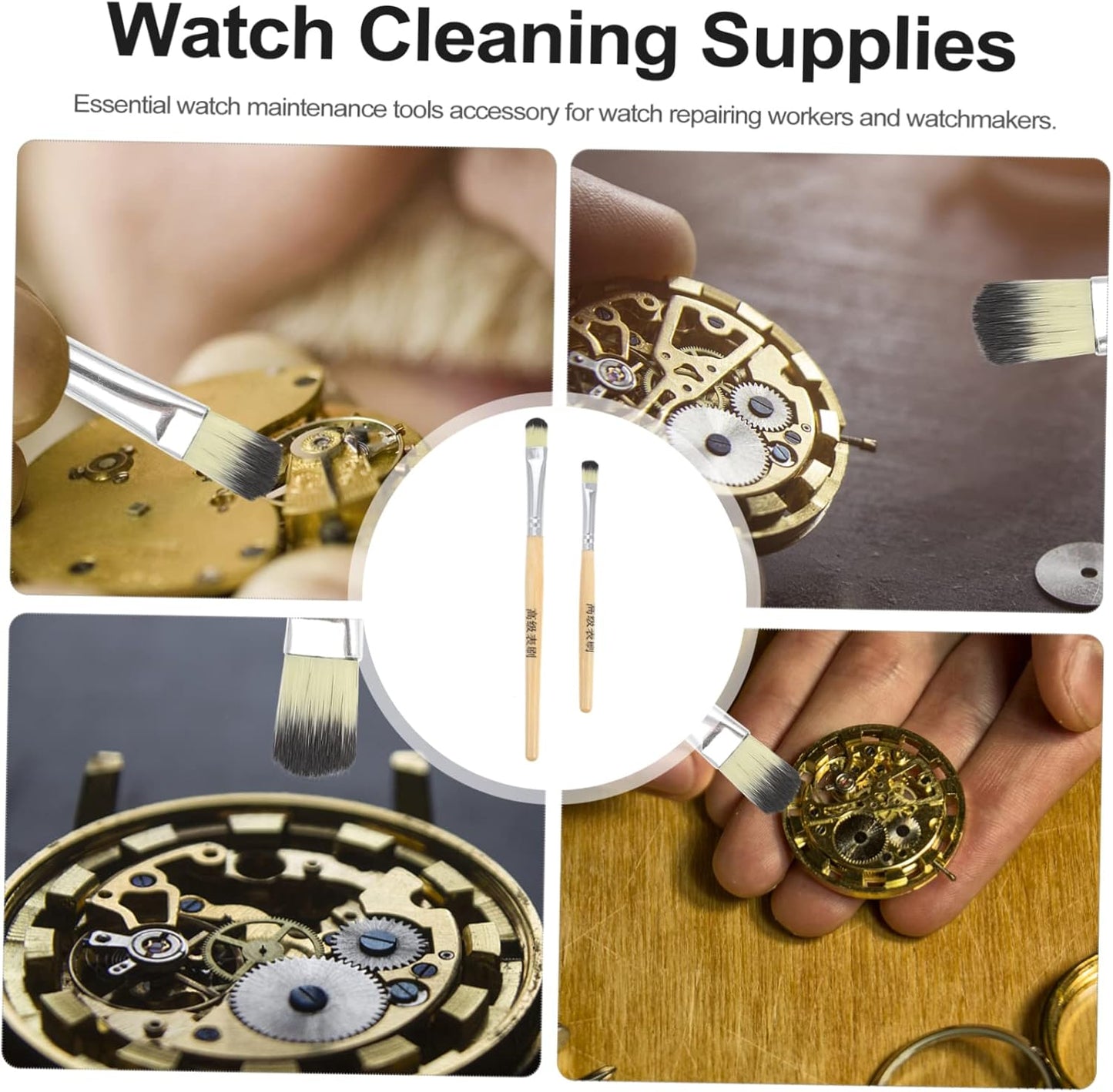 ELAYARD 2Pcs Watch Movement Cleaning Brush Soft Brushes for Watch Parts Repair Essential Tool for Watchmakers and Repairers for Cleaning Watch Movements and
