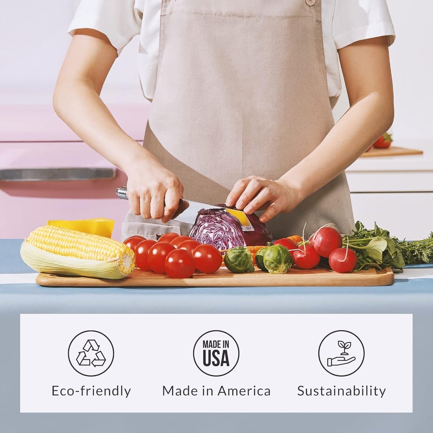 Elihome Classic Series LARGE Kitchen Cutting Board, Natural Wood Fiber Composite, Dishwasher Safe, Eco-Friendly, Juice Grooves with Easy Grip Handles,Non Porous, BPA Free, Made in USA 16" x 12" x1/4"