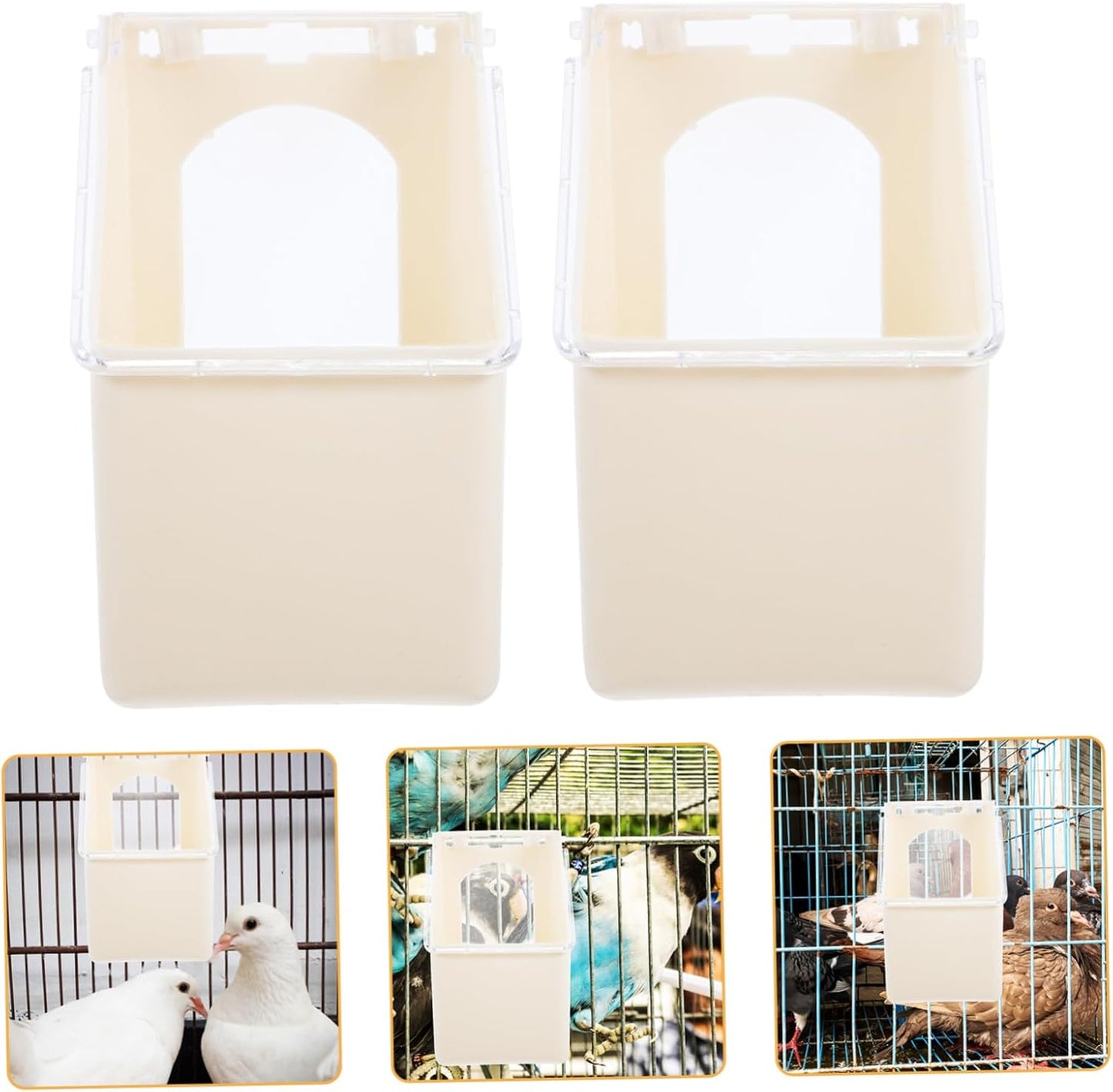 TOBBOMEY 4Pcs Durable Pigeon Feeders Multi Functional Hanging Box with Large Capacity for Feeding and Watering Easy Installation for Pigeon Loft Use