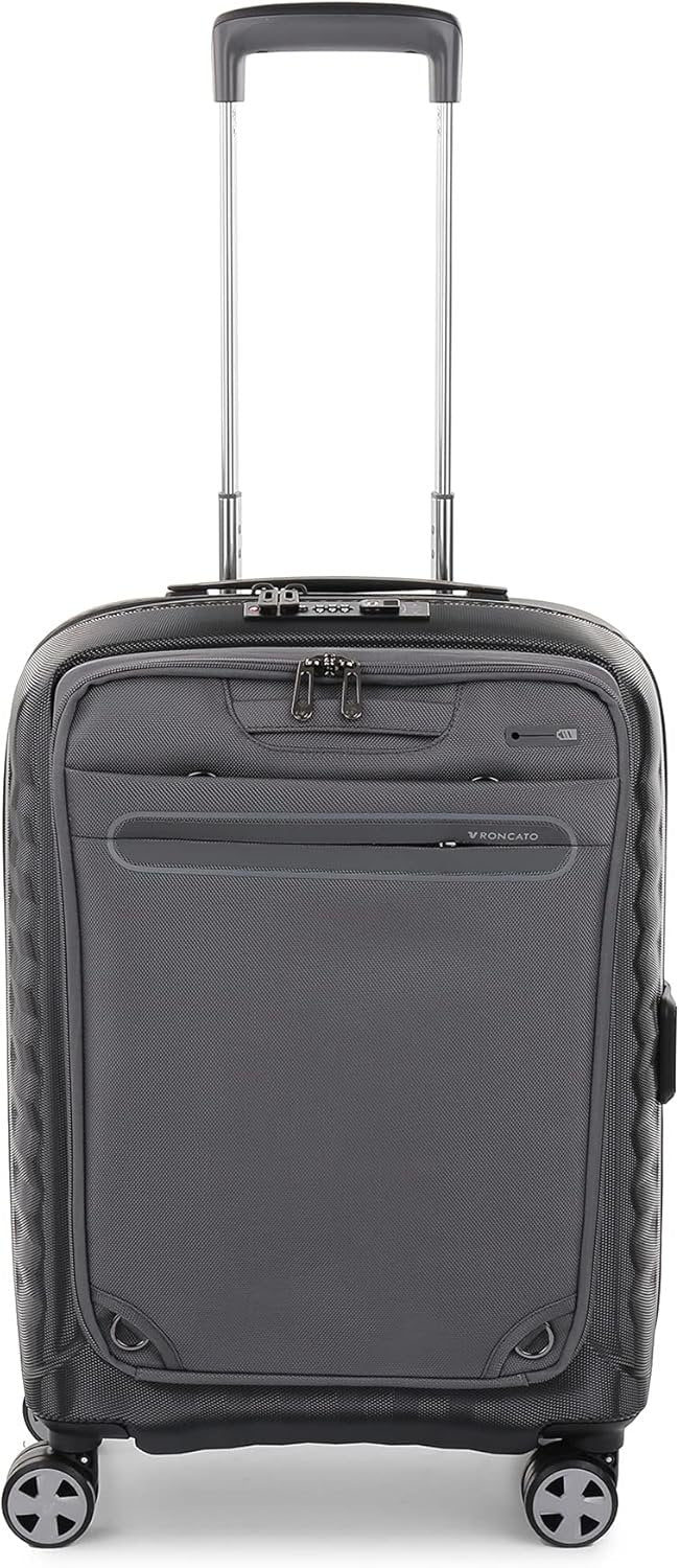 RONCATO Double Premium Expandable Cabin Trolley with Pocket/Backpack for Laptop, anthracite, Hand Luggage