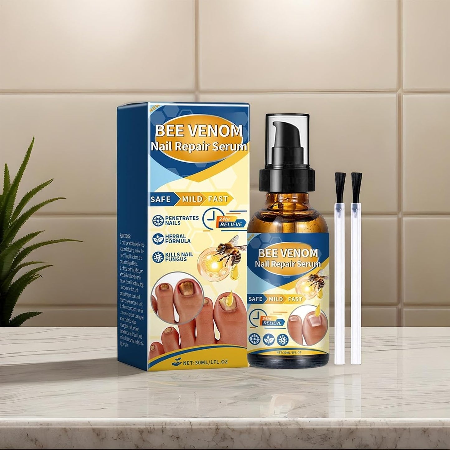 Nail Strengthener and Growth, 4.21 x 1.1 Inch Quick Absorption Nourishing Hard Nails Strengthener 30ml, Professional Care Supplies for Home Travel School Company