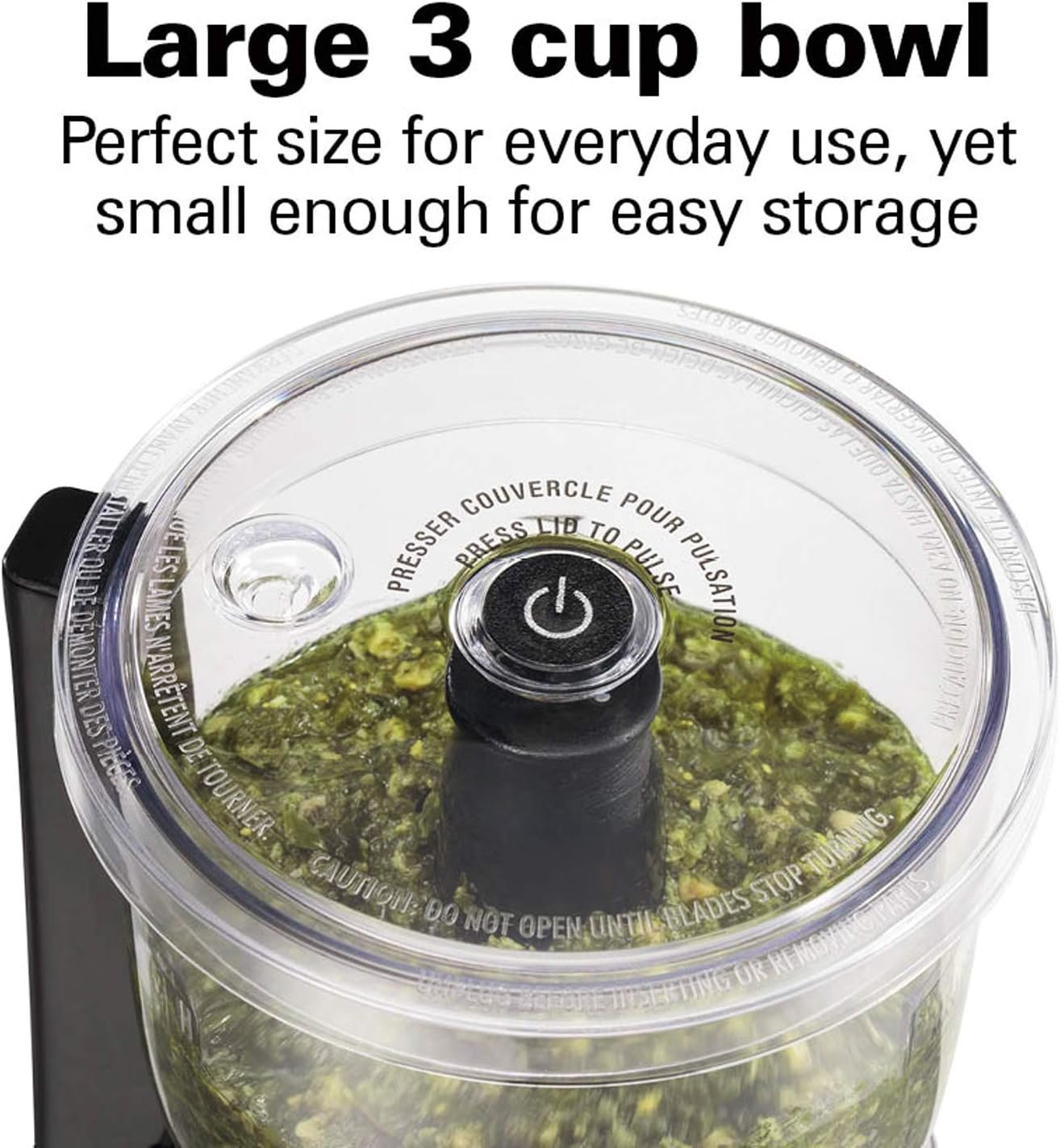 Hamilton Beach Electric Vegetable Chopper & Mini Food Processor, 3-Cup, 350 Watts, for Dicing, Mincing, and Puree, Black (72850G)