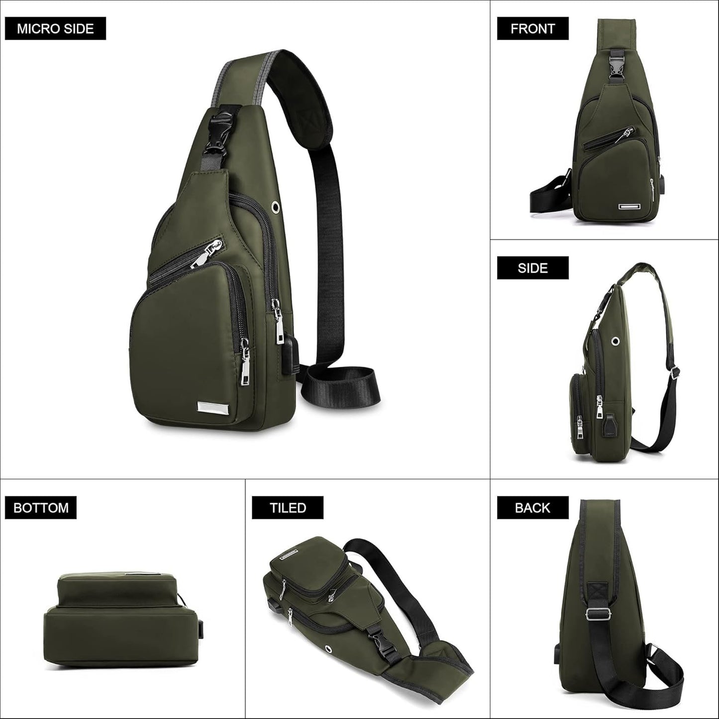 Waterproof Sling Bag Crossbody Backpack for Men Women Sling Backpack Hiking Daypack Multipurpose Cross Body Chest Bag