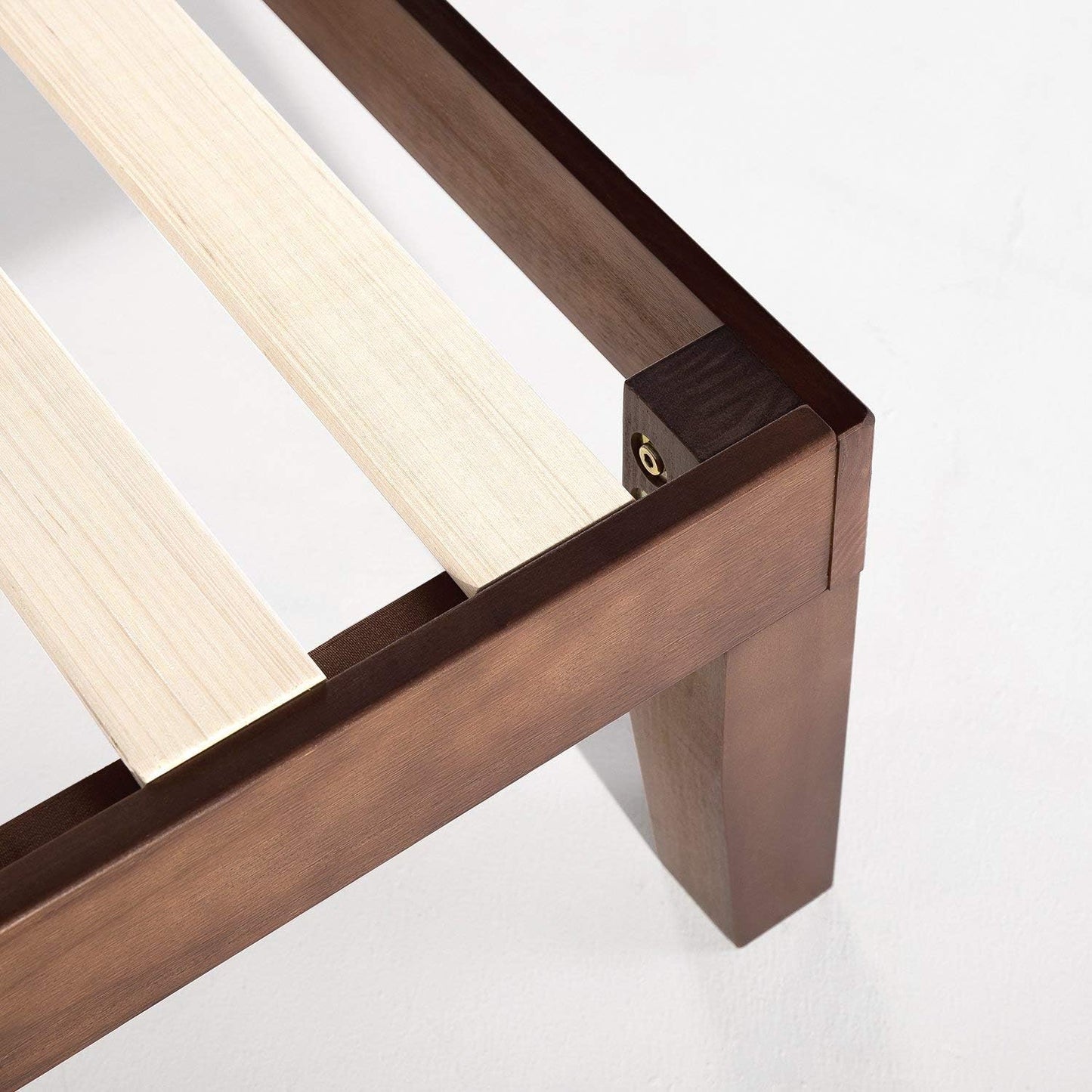 Zinus Blake 35cm Double Bed Frame Bed Base Mattress Support Foundation - Wood Slats Solid Timber Wood Bed, Bedroom Furniture, Walnut Brown, Easy Assembly
