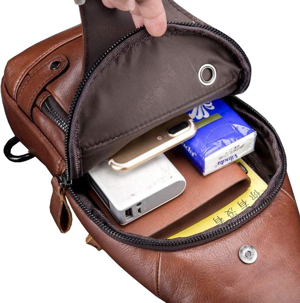 Leather Sling Bag Crossbody Backpack for Men Women