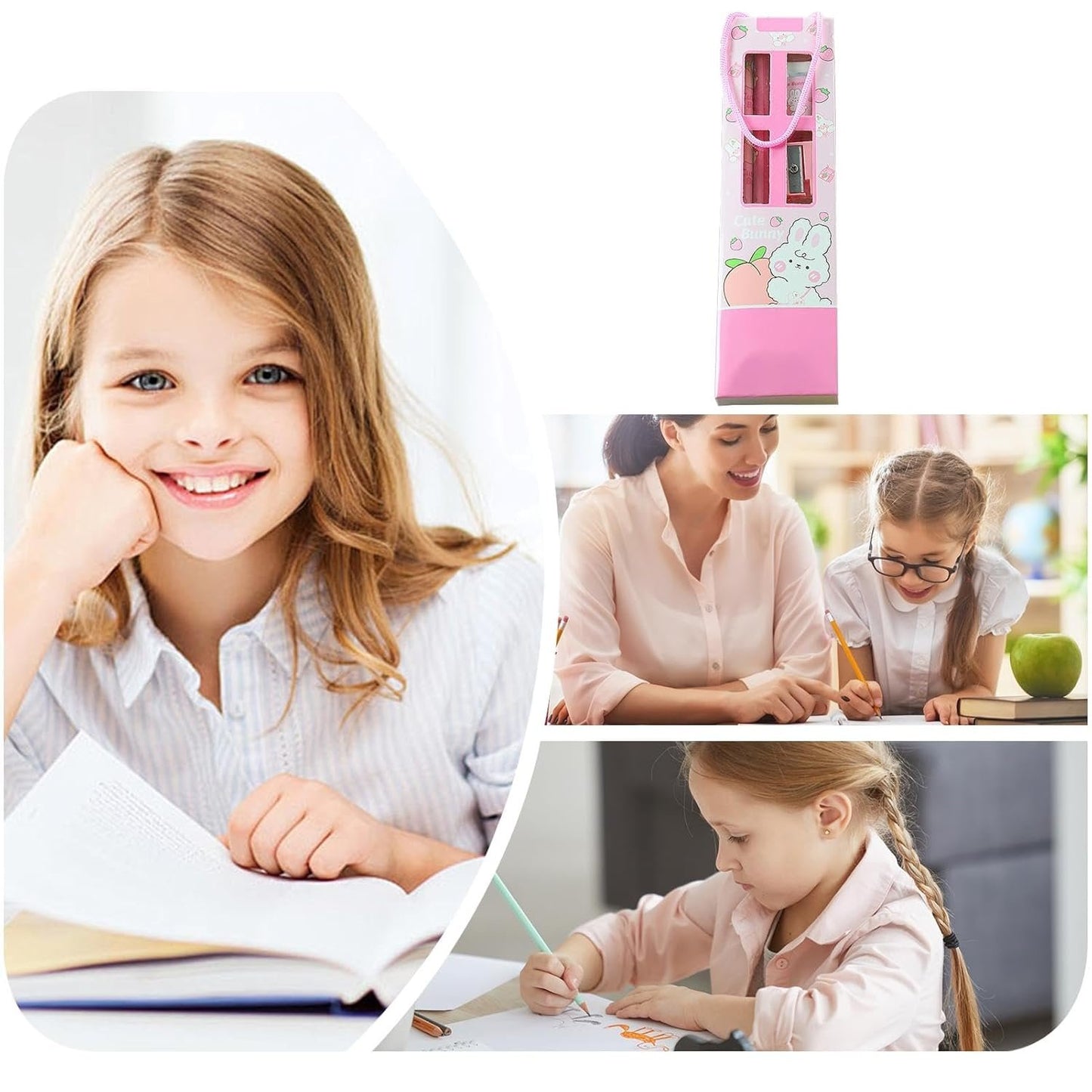 Krujecnt Stationery Writing Set, School-Ready 5 Cute Stationery Kit, Prize Stationery Kit With Notebooks, Signature Pens, Pencils, Erasers, Rulers for Kids