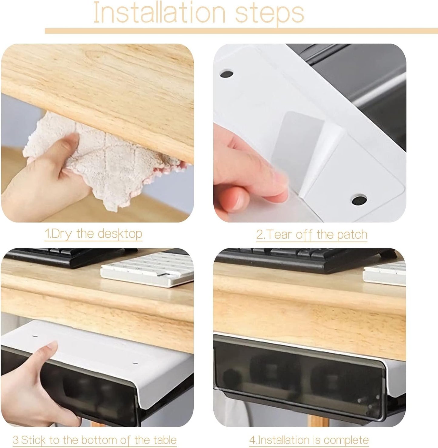 RTUDOPUYT Desk Drawer Attachment, 2 Layers Under Desk Drawer Organizer Slide Out, Adhesive Drawer, Home Office Organization Plastic Desk Accessories & Workspace Organizers (white)