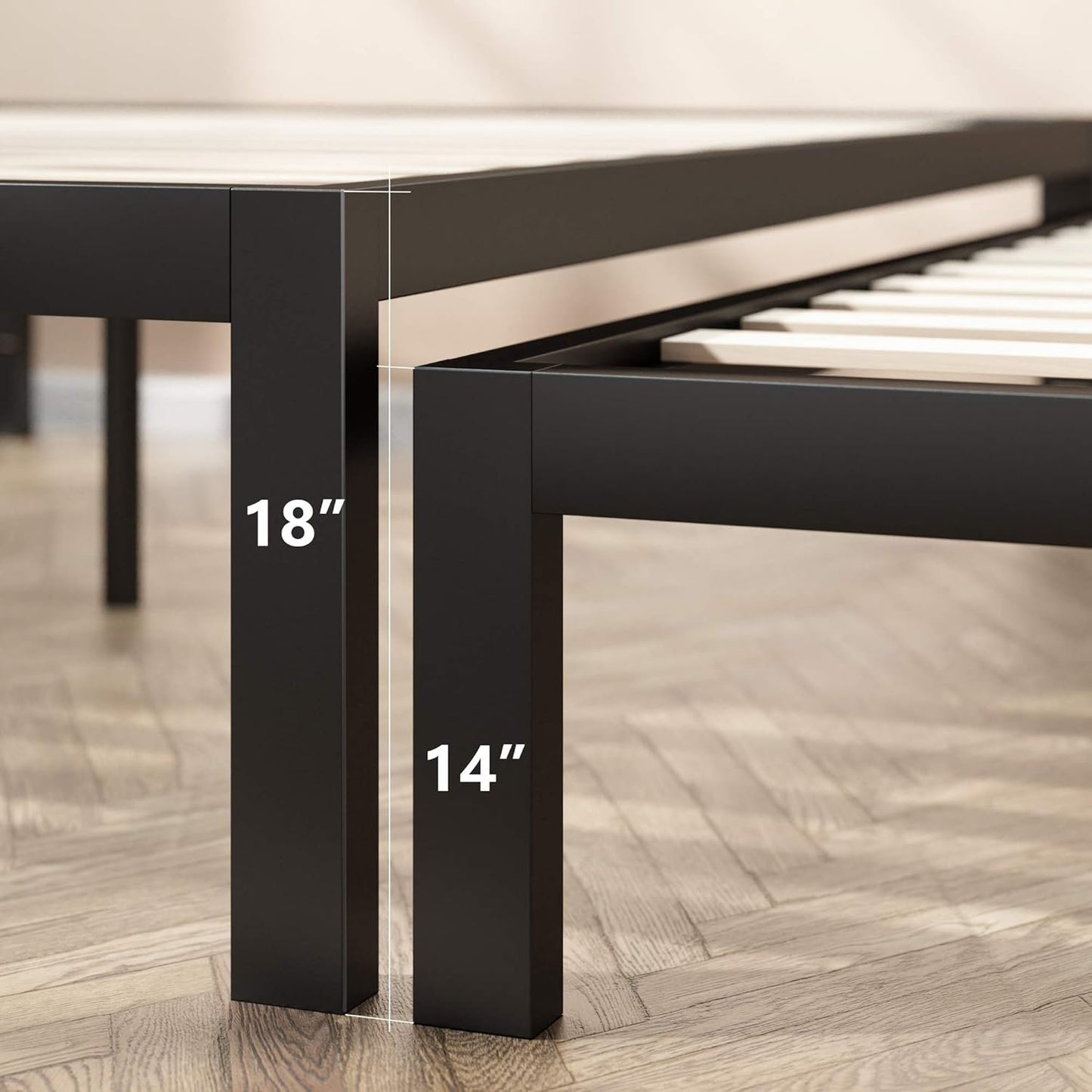 Zinus Quick Snap TM 14 Inch Platform Bed Frame / Mattress Foundation / with Less than 3 Inch Spacing / Wooden Slat Support / no Bolts or Nuts / Easy Assembly, Queen