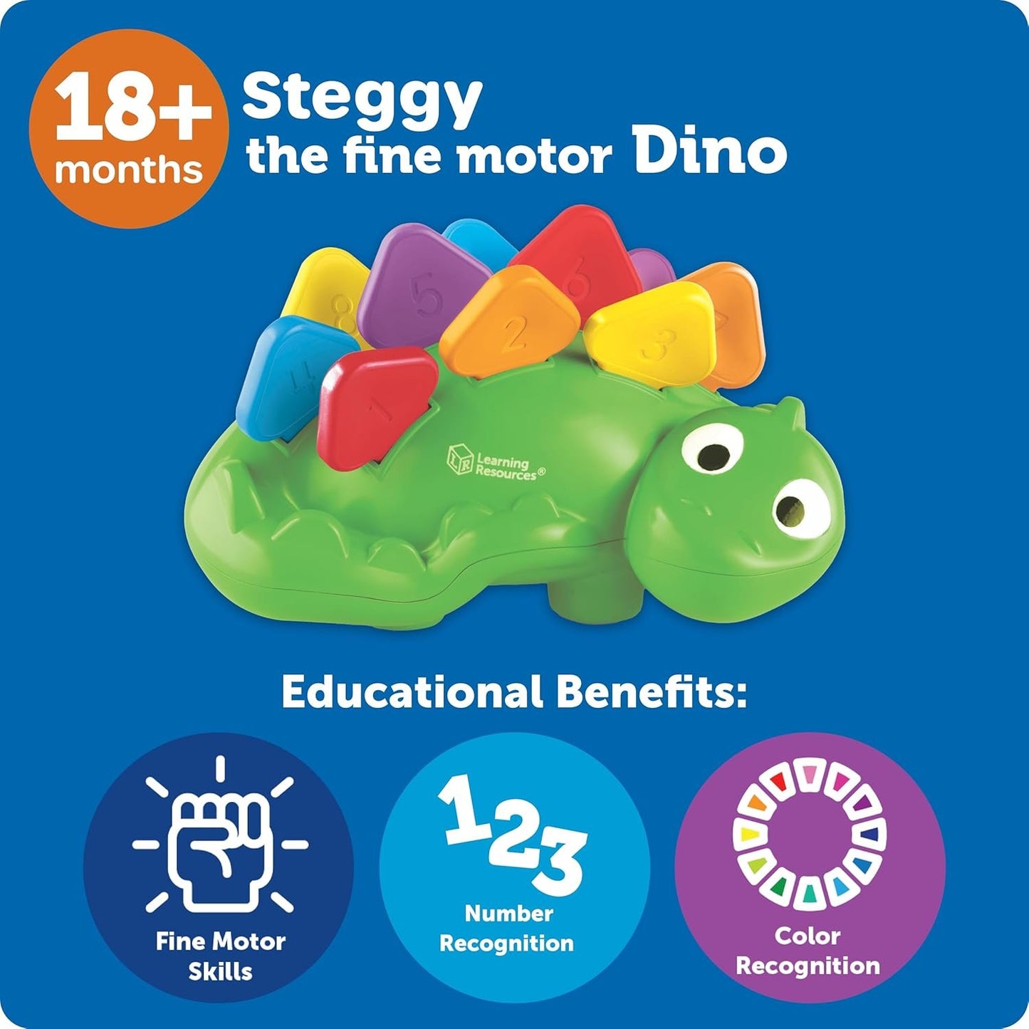 Learning Resources Steggy The Fine Motor Dino, Fine Motor Toy, Ages 18+ Months