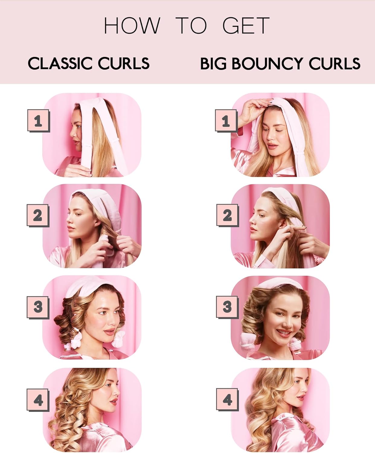 Heatless Hair Curler Overnight Curls Headband No Heat Hair Curlers Rollers to Sleep in for Long Hair, Soft Heatless Curling Ribbon Set with Clip, Hair Care Styling Tools, Brown