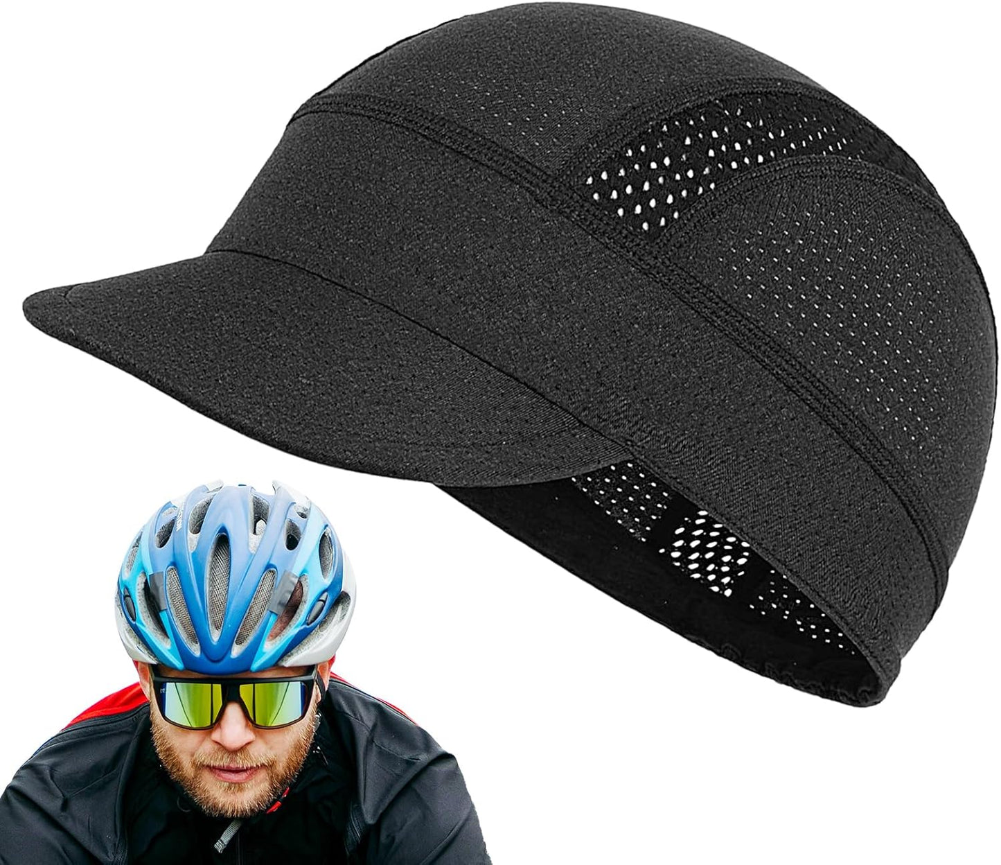 Bike Hat, Hard cap Liner, Mesh Headwear, Sun Visor Helmet, Breathable Protective Gear for Cycling Workout Skiing Fishing Construction Camping Football Hiking, 5.12x2.36 Inches