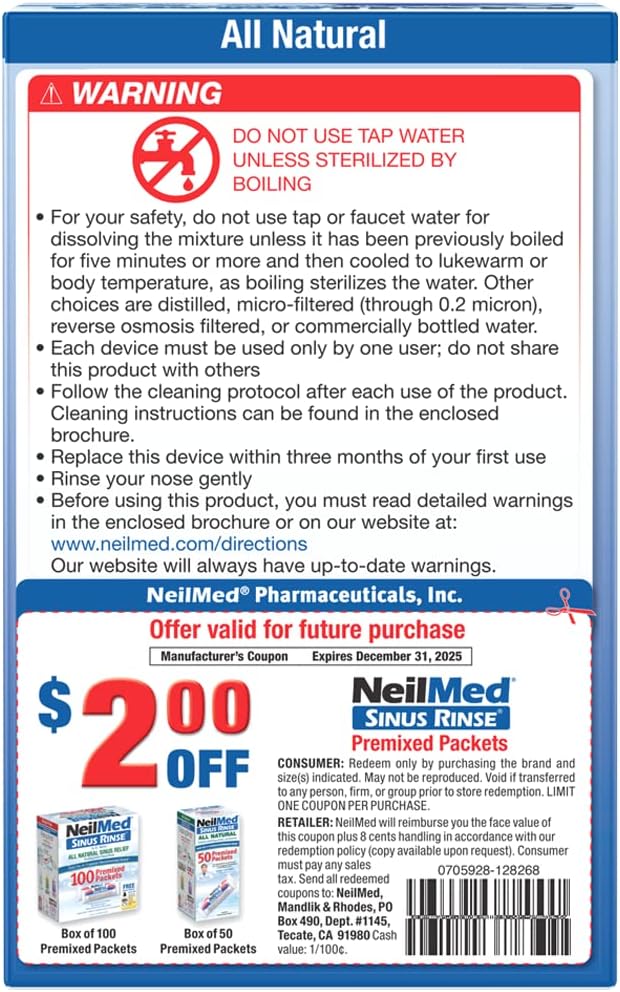 NeilMed NasaFlo Unbreakable Neti Pot with 60 Premixed Packets