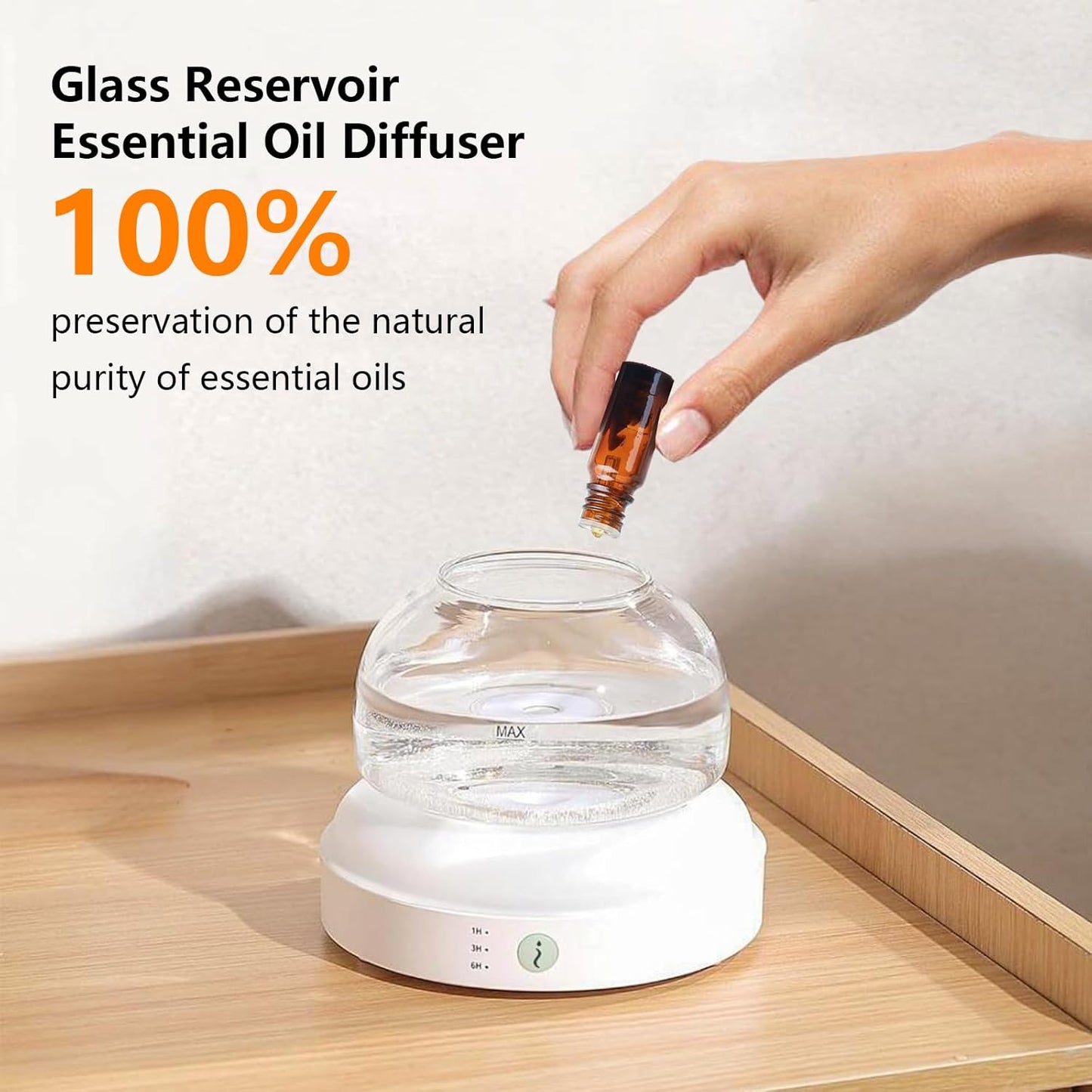 SOICARE Elegant Glass Reservoir Essential Oil Diffuser 200ML, One Button Control Glass Diffuser with Rainbow Colors for Home Office Bedroom Gift