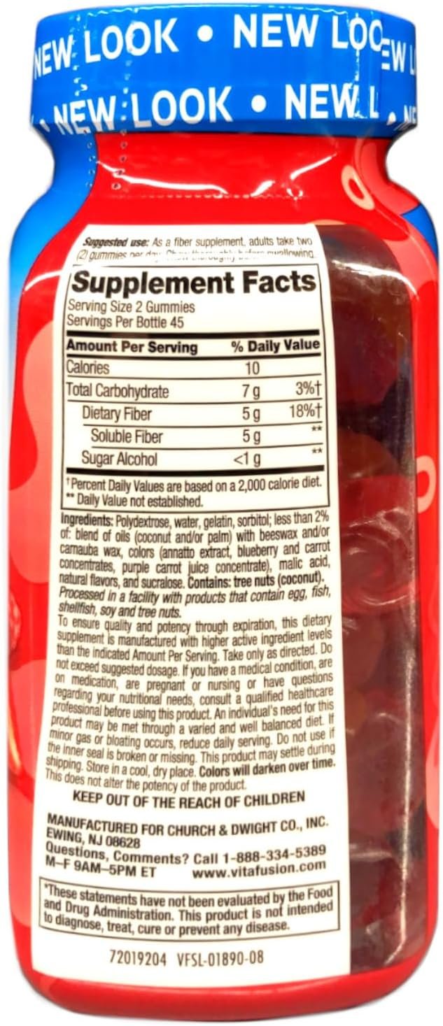 Vitafusion Fibre Well Adult Supplement Gummies, 10g of Fibre, 90 Count (22-day supply), Packaging may vary.