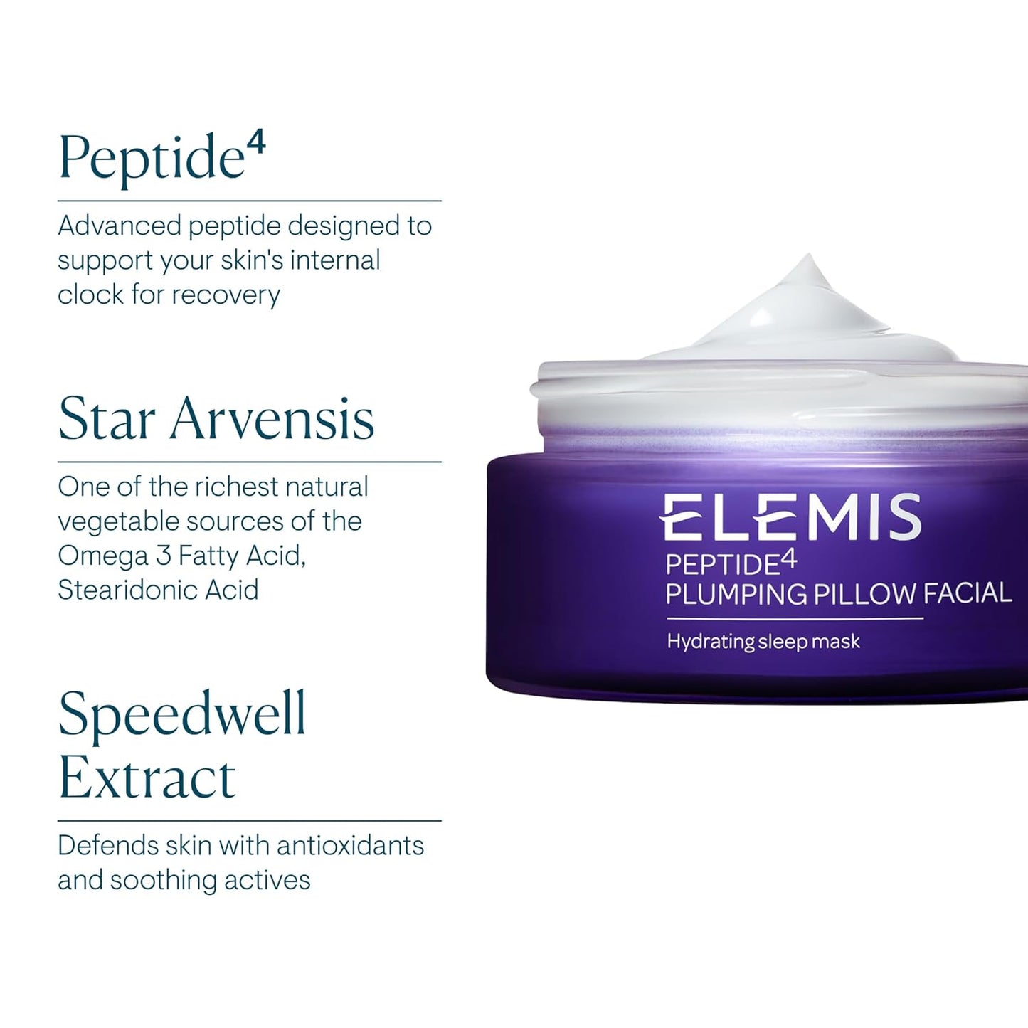 ELEMIS Peptide4 Plumping Pillow Facial Cooling Gel Sleep Mask Refreshes, Replenishes and Rehydrates for Radiant, Well-Rested Skin Overnight 50 mL