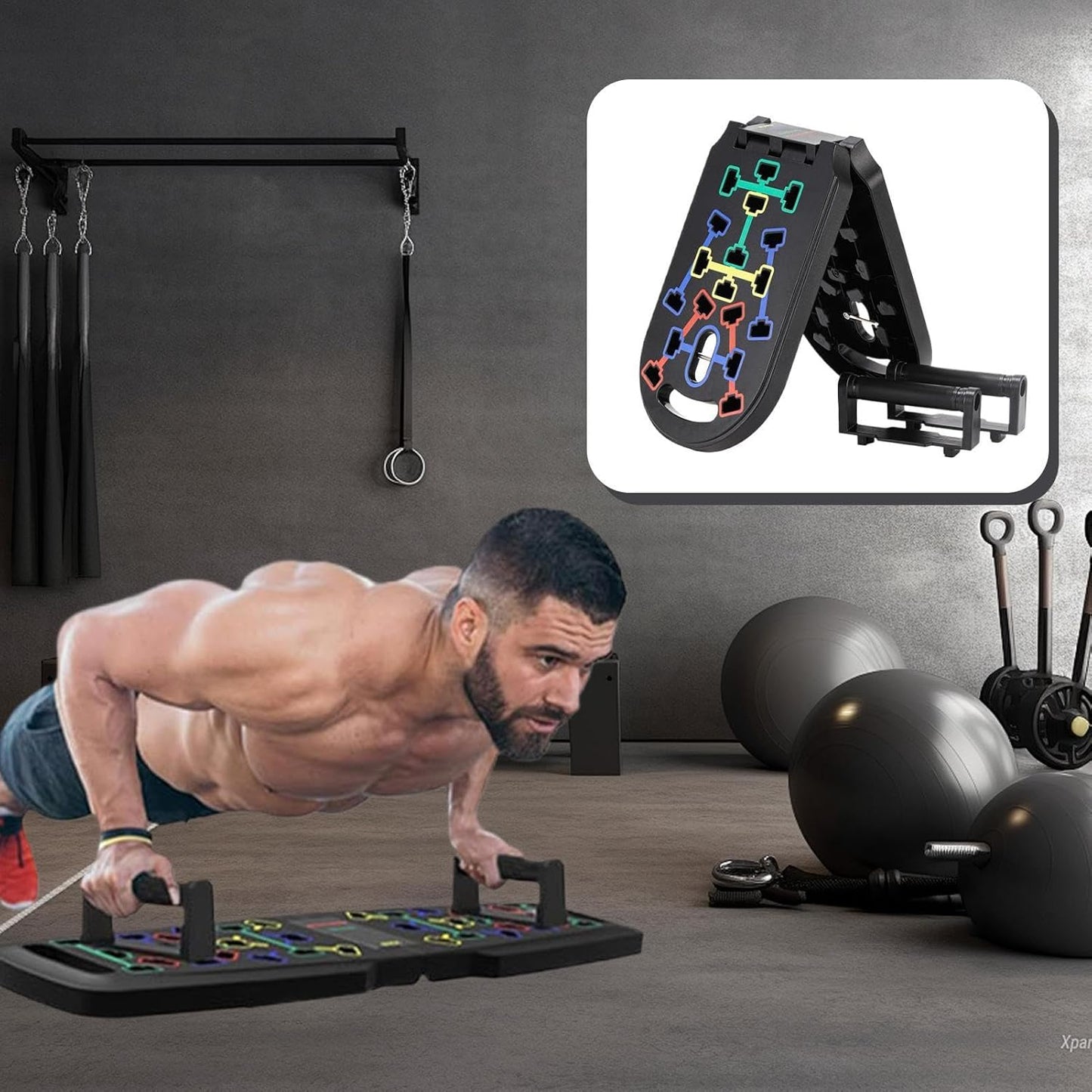 Ungtyb Pushup Board, Strength Training Equipment, Portable Design, Non Slip Handles Multiangle Positions, Home Workout Gear Ideal for Men and Women, 29.53 x 8.66 x 1.18 Inches