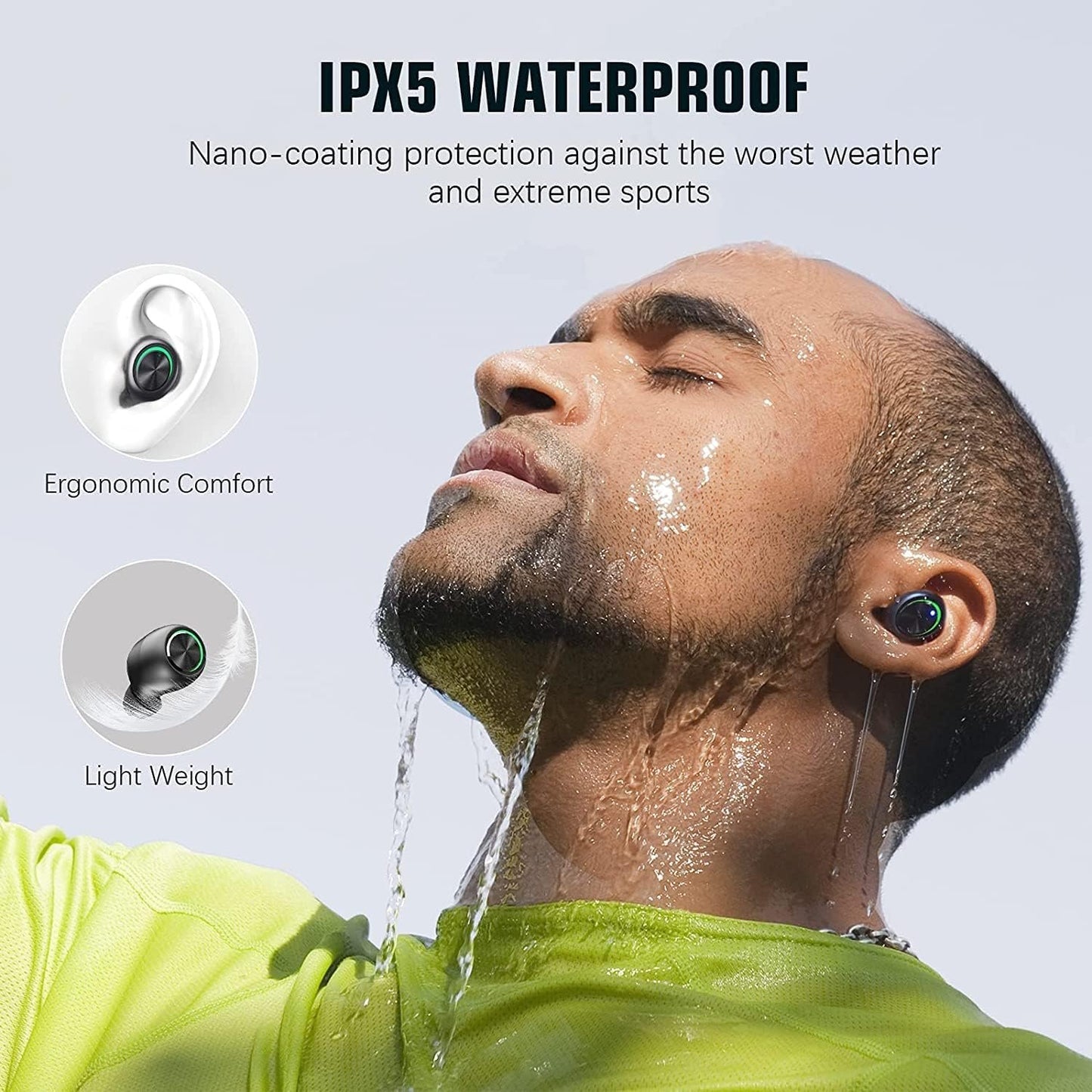 YIPUT Wireless Earbuds Bluetooth 5.3 Headphones 200 Hours Playtime with 2000mAh charg Case,in Ear Headest IP7Waterproof Noise Cancelling Built-in Mic,Big Bass LCD Display,for Sports/Working/Study