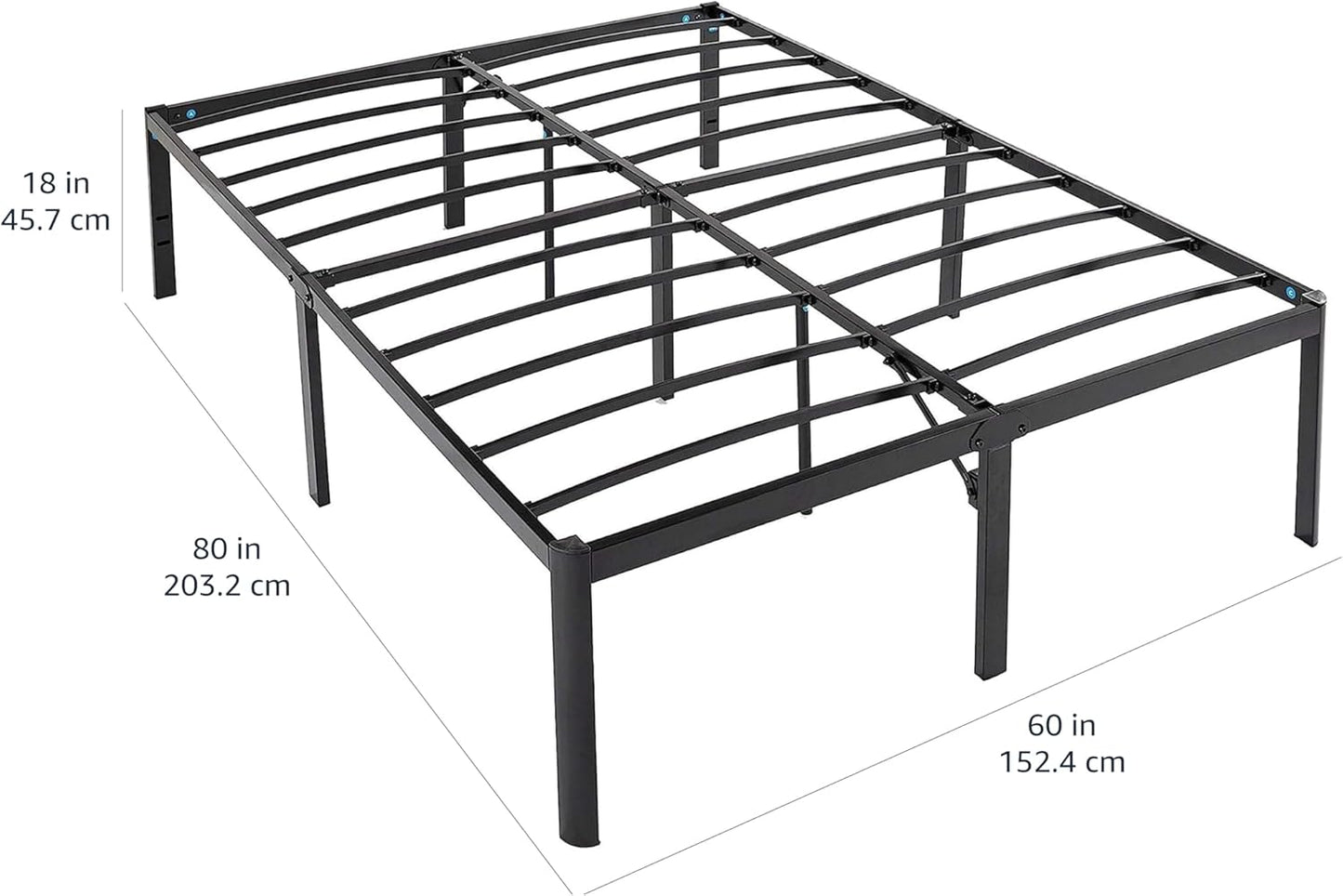 Amazon Basics Heavy Duty Non-Slip Bed Frame with Steel Slats, Easy Assembly - 46cm, Height(Queen)