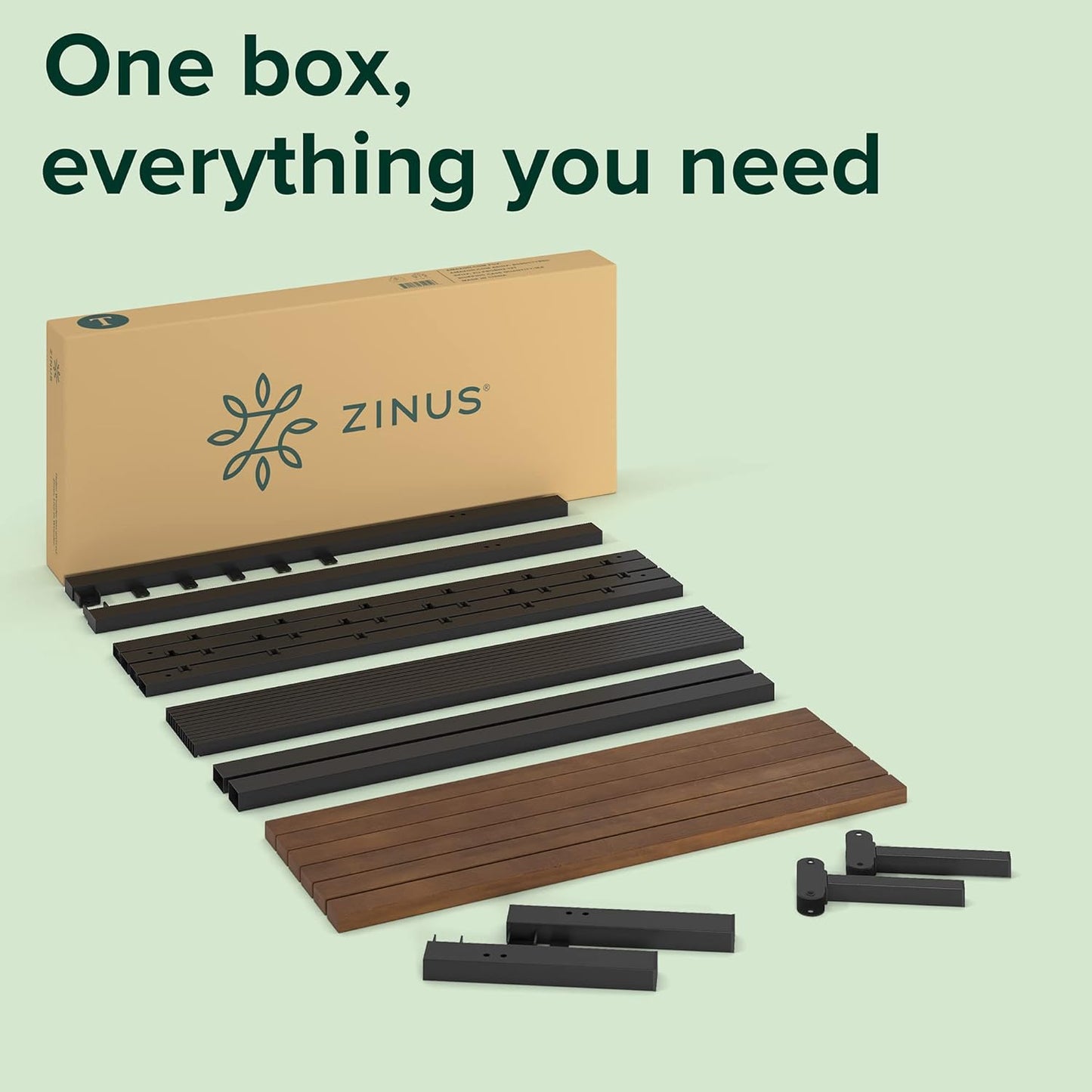Zinus Kai Bamboo and Metal Bed Frame Hybrid Platform Base with Footboard - King Single