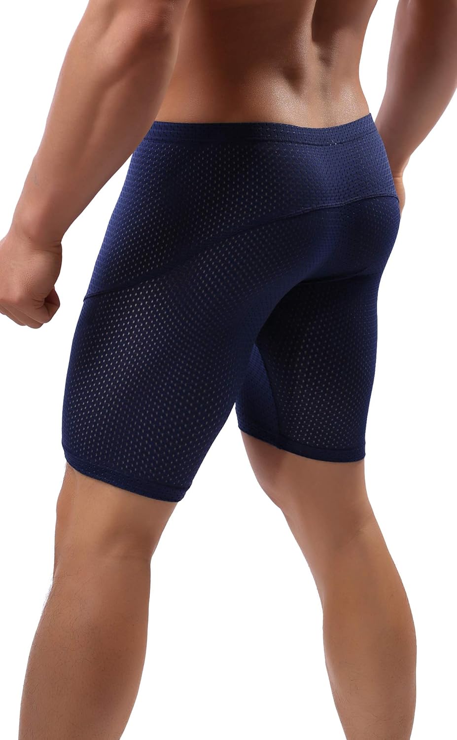 Linemoon Mens Tight Yoga Workout Shorts Mesh Gym Training Shorts
