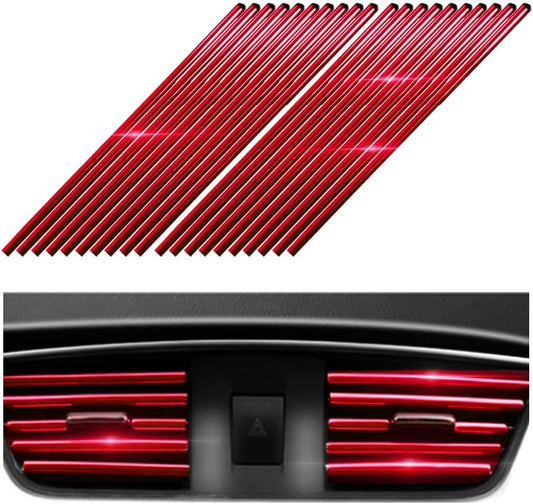 20pcs Car Air Conditioner Decoration Strip for Vent Outlet, 19.5CM Car Vent Trims, Suitable for Most Air Vent Outlet Car Interior Accessories (Red)