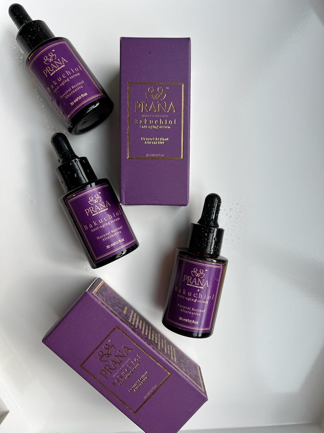 Prana Bakuchiol Anti-Aging Serum- Facial Serum with Squalane & Jojoba for Hydration- Anti-Wrinkle Serum for Radiant Skin- Face Serums for Wrinkles & Fine Lines- Fragrance-Free Serums- 100% Vegan- 30ml