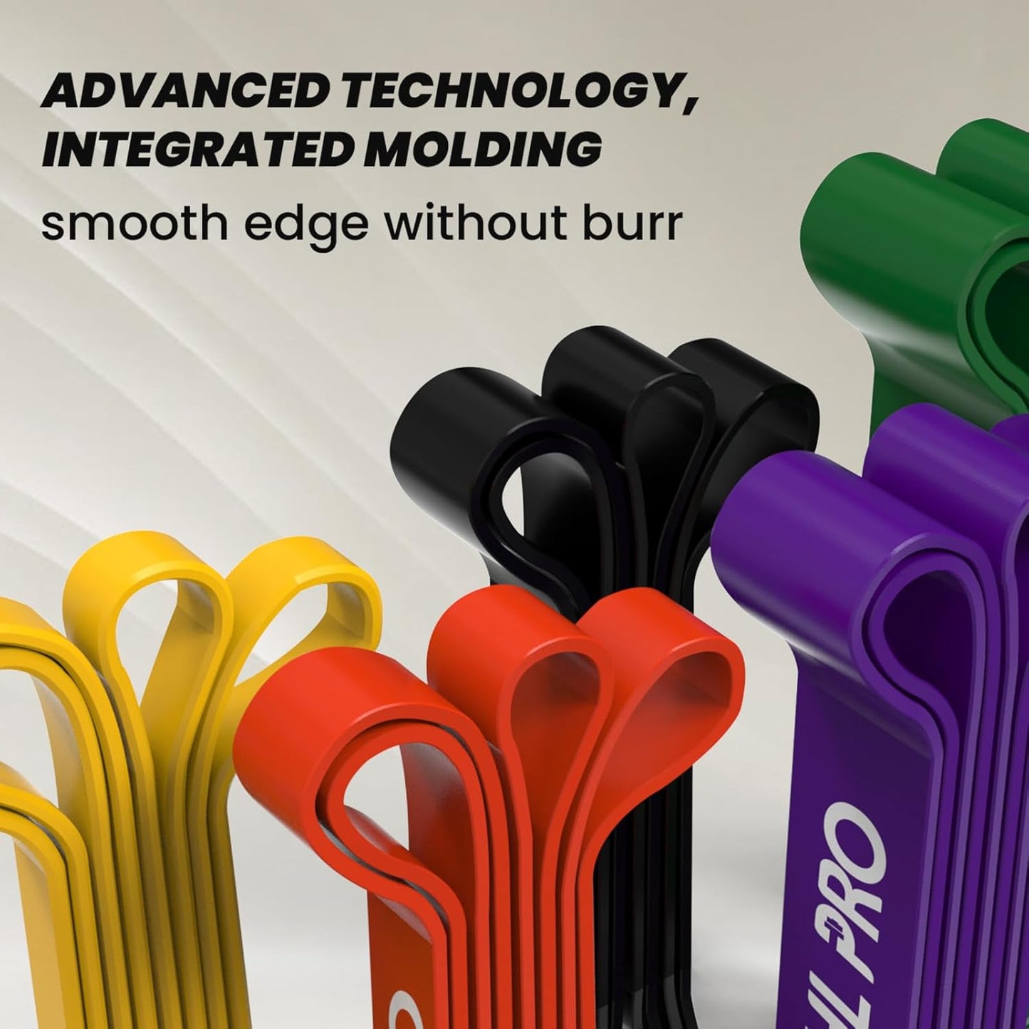 SHL PRO Elastic Resistance Bands, Set of 5 with Accessory Kit, Elastic Fitness Band for Workout Stretching Powerlifting Resistance, Strength Training and Physical Therapy
