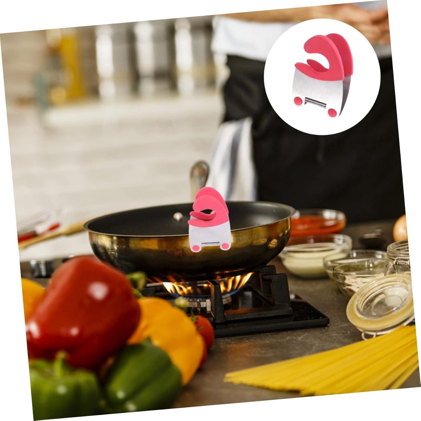 BESPORTBLE 2 Pezzi Porta Utensili in Acciaio Inox con Clip per Cucchiaio - Gadget Pratico per Ristorante e Casa - Rosso Ideale per Organizzare La Tua Cucina