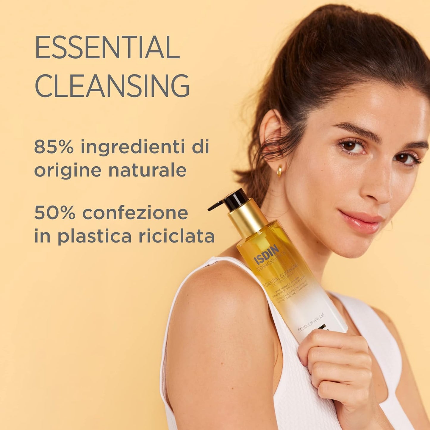 Isdin ceutics Essential Cleansing 200 ml, Delicate and Light Face Cleansing Oil with Texture from Oil to Milk, 85% Ingredients of Natural Origin