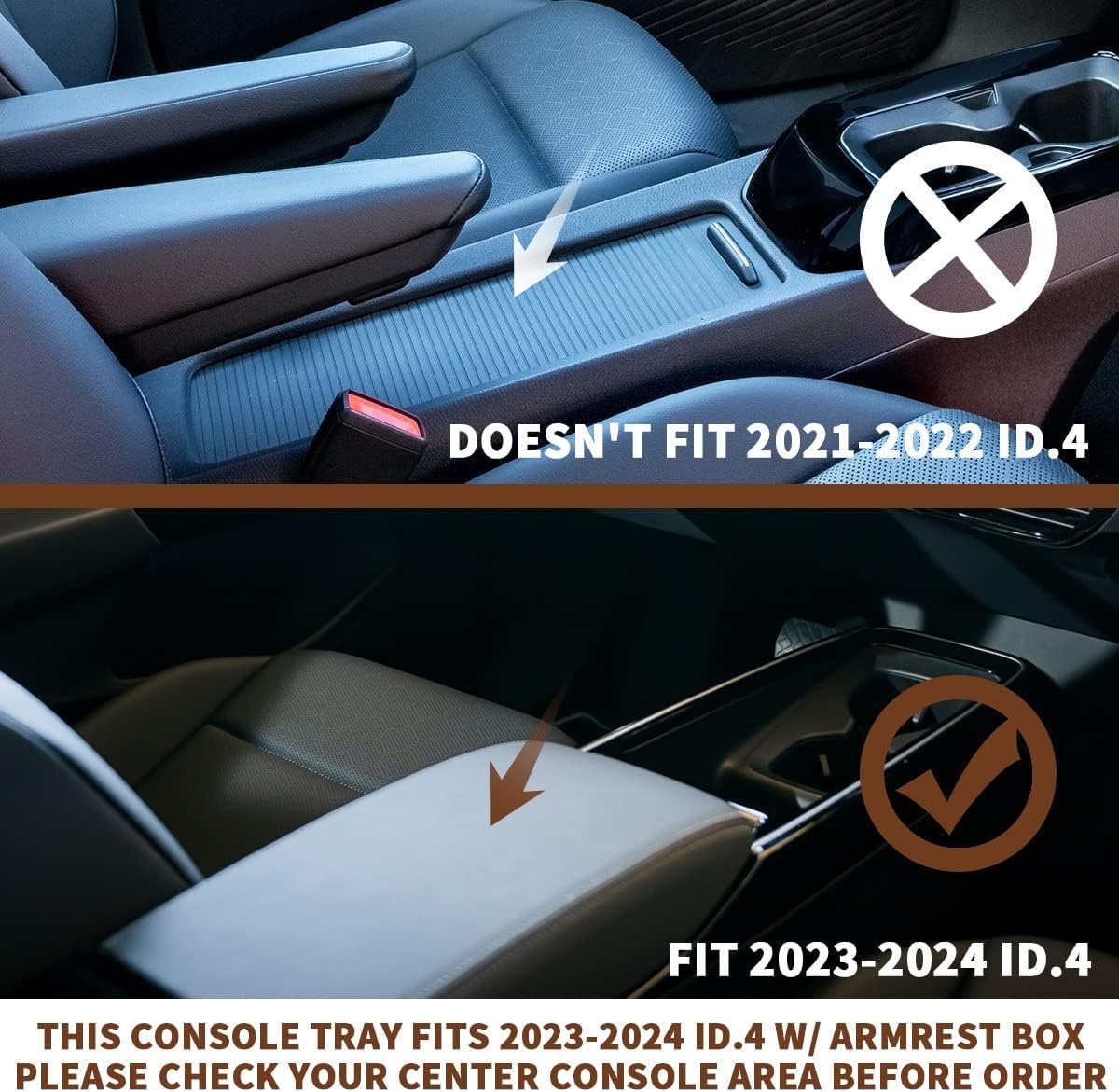 Muslogy for 2023 2024 2025 VW ID.4 ID6 Storage Box Organizer Center Console Tray Interior Accessories Compatible with Volkswagen ID4 ID.6 (2023+ Center Console Tray)