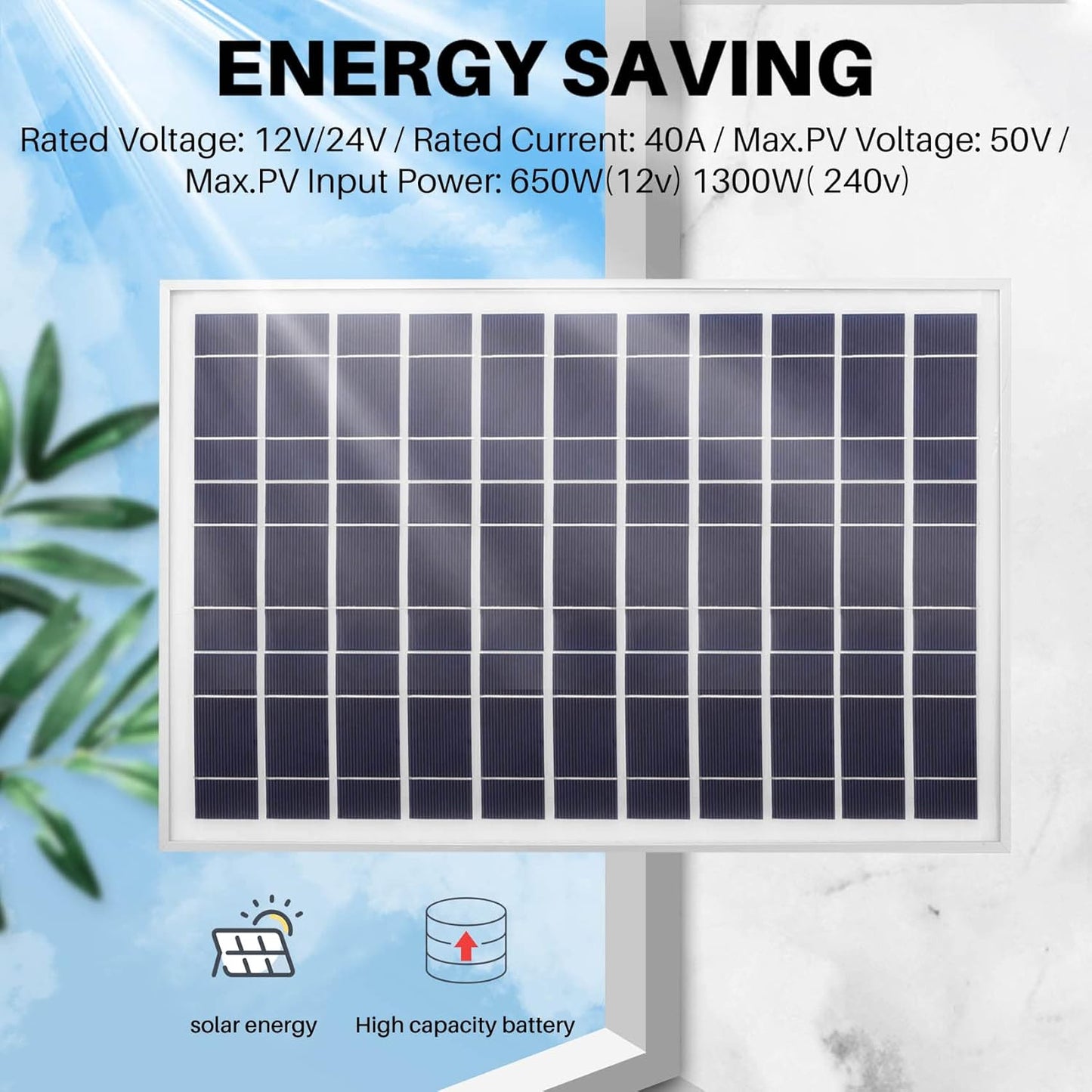 JUMYNOOY 30W 12V Solar Panel Battery Charger+40A Controller for RV Car Boat Home Camping, Black