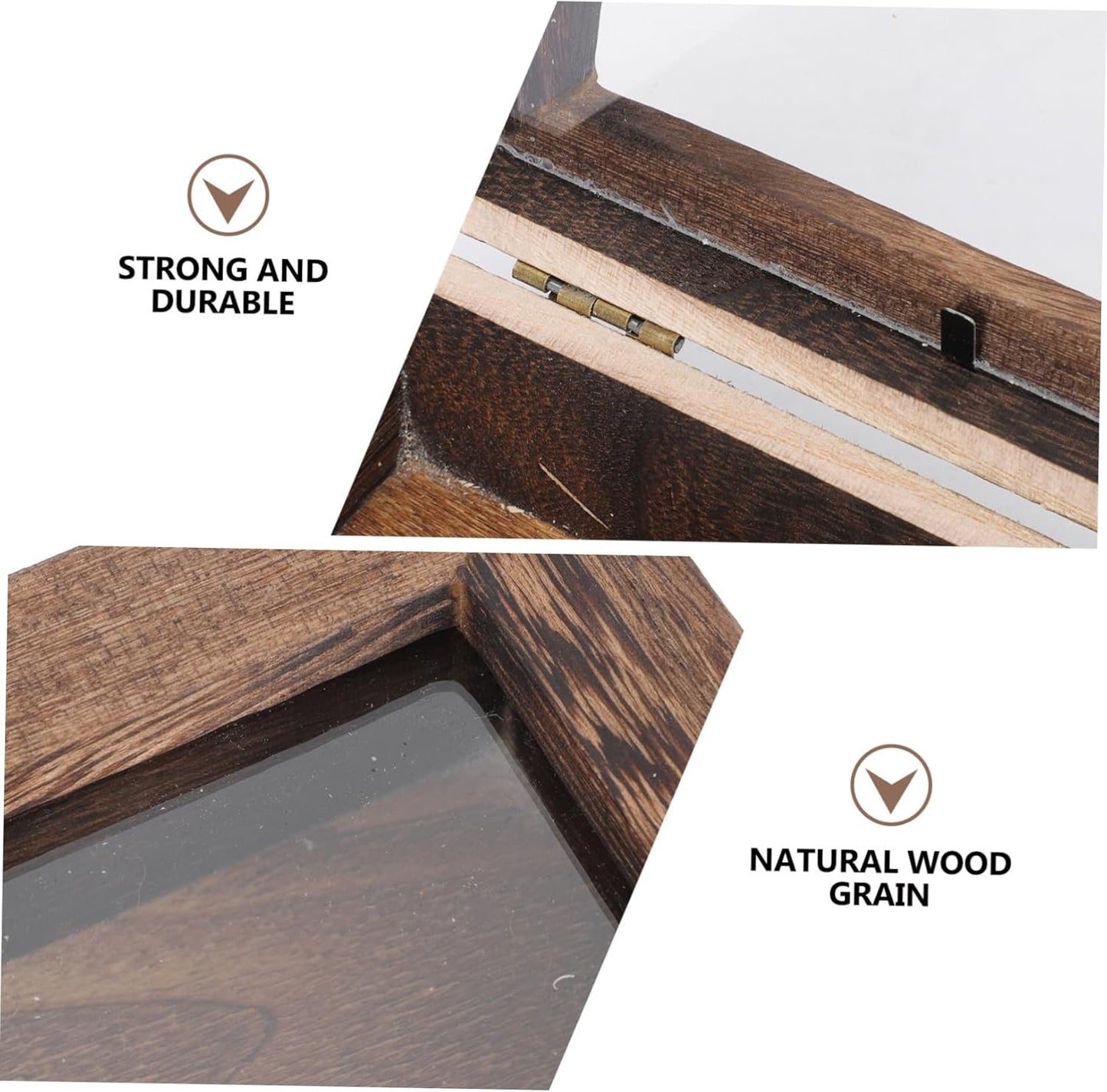IWOWHERO Box specimen box Wooden Jewelry Tray Storage Wood Trunk Viewer Wooden Storage Chests Display Case with Glass flip type Showcase sample Acrylic butterfly specimen clamshell