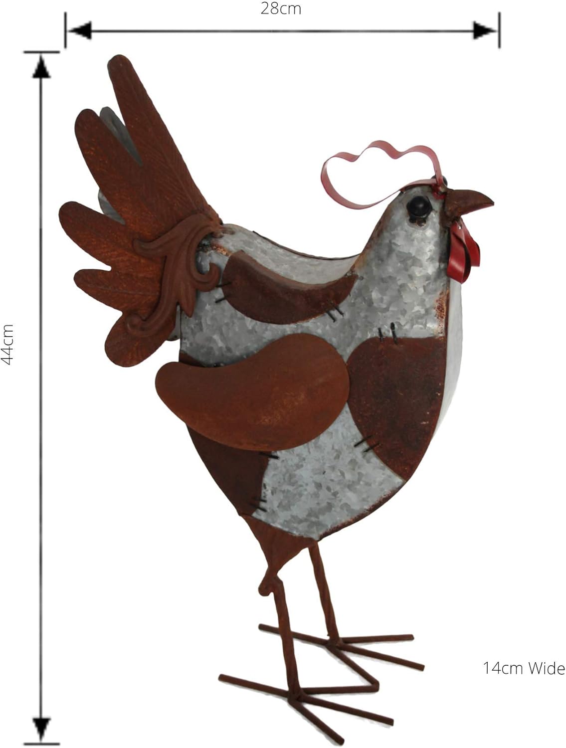 Rooster Decor Metal Art Sculpture Figurine Home Garden Decor 28x14x44cm