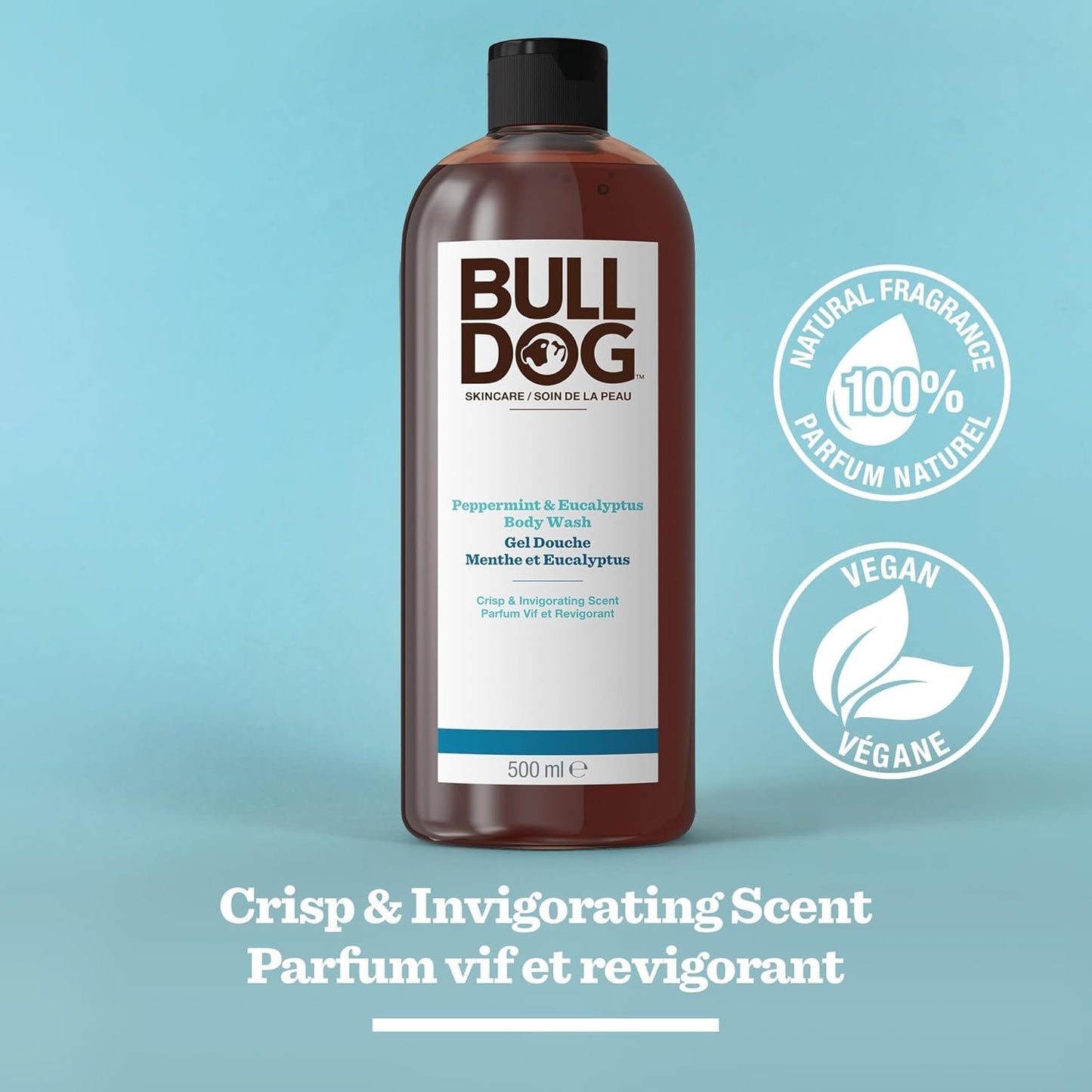 Bulldog Skincare Peppermint & Eucalyptus Shower Gel Body Wash for Men, 500 Milliliters