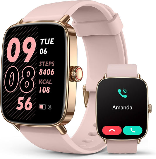 2025 Smart Watch for Women, 1.85" AI Voice Smartwatch, 24/7 Heart Rate Monitor, Stress/SpO2/Sleep Tracker, IP68 Waterproof, Weather, 100+ Sports Fitness Tracker for Android iOS Pink