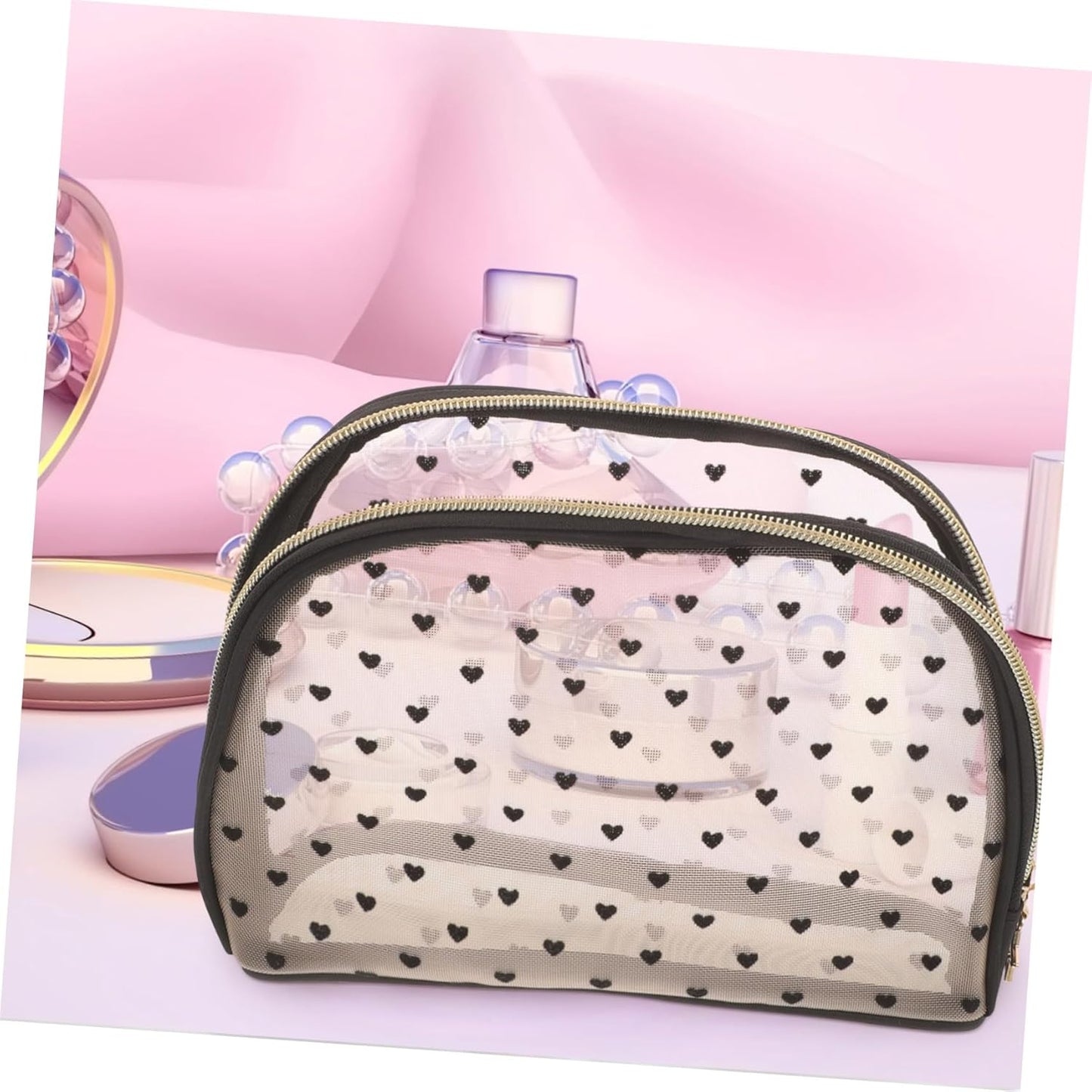 BESPORTBLE Women's Makeup Bag Portable Travel Cosmetic Organizer Two Layers Transparent Case for Make Up and Camping Accessories, Black, modern