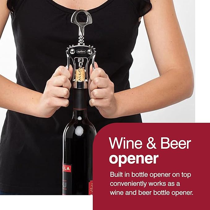 Zyliss Stainless Corkscrew & Bottle Opener - Wine Corkscrew & Beer Bottle Opener with Rubber Handles - Dishwasher-Safe Kitchen Tool & Gadget