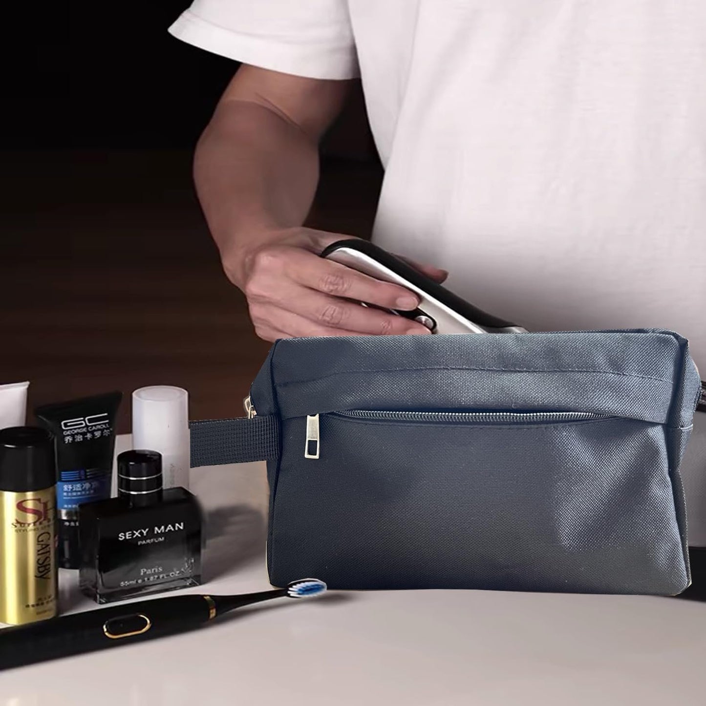 Toiletry Bag for Men, Veyarien Travel Shaving Bag Dopp Kit Water-Resistant Cosmetic Bag Travel Organizer for Toiletries Accessories (Navy Blue)
