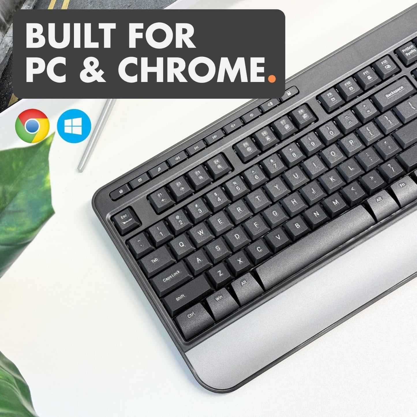 X9 Wired Keyboard - Comfortable Typing - Ergonomic Full Size USB Keyboard with Wrist Rest, Number Pad, Multimedia and 114 Keys - External Computer Keyboard for Laptop, Desktop and Office PC