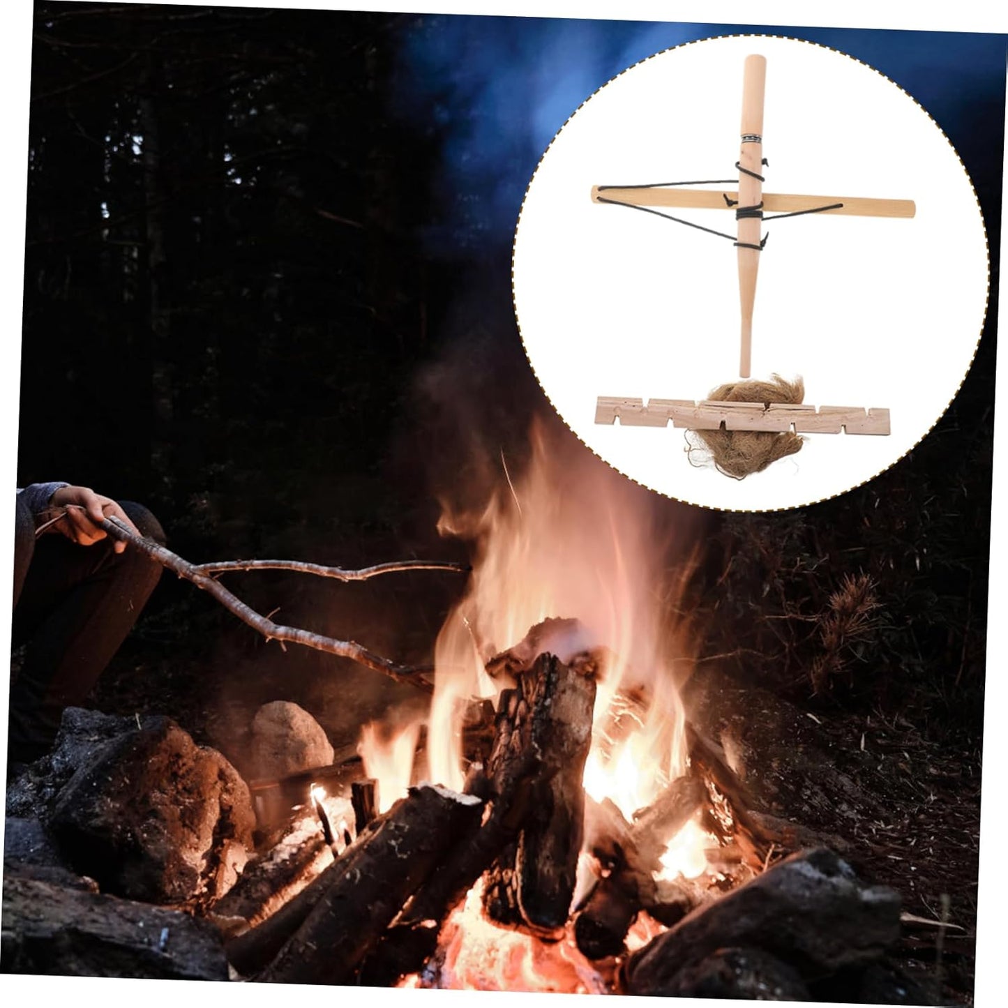 Abaodam Camping Fire Starters Kit Multifunctional Wood Bow Drill Tool for Boy Girl Outdoor Survival Learning Lightweight Portable for Family Activities Hiking Fishing and Picnics