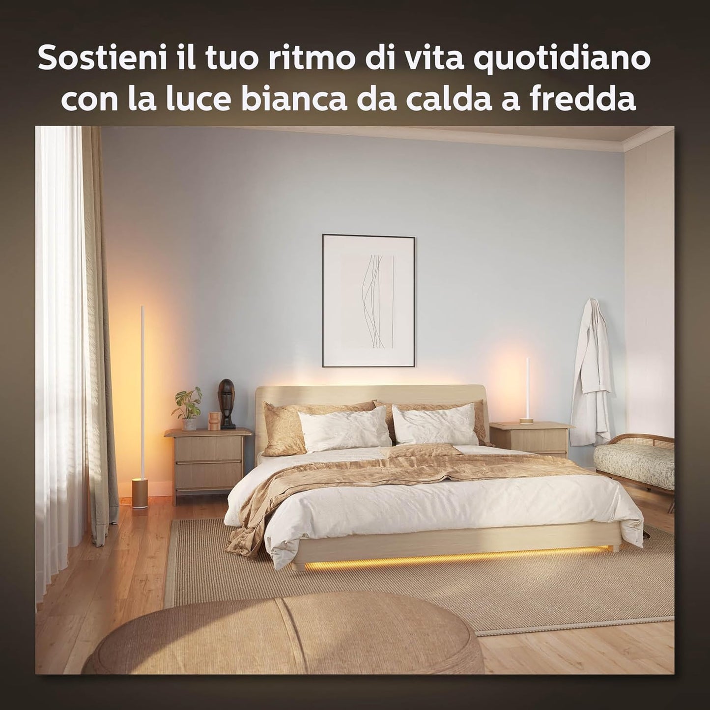 Philips Hue White and Color Ambiance Gradient Signe Smart Floor Lamp, 29W, White