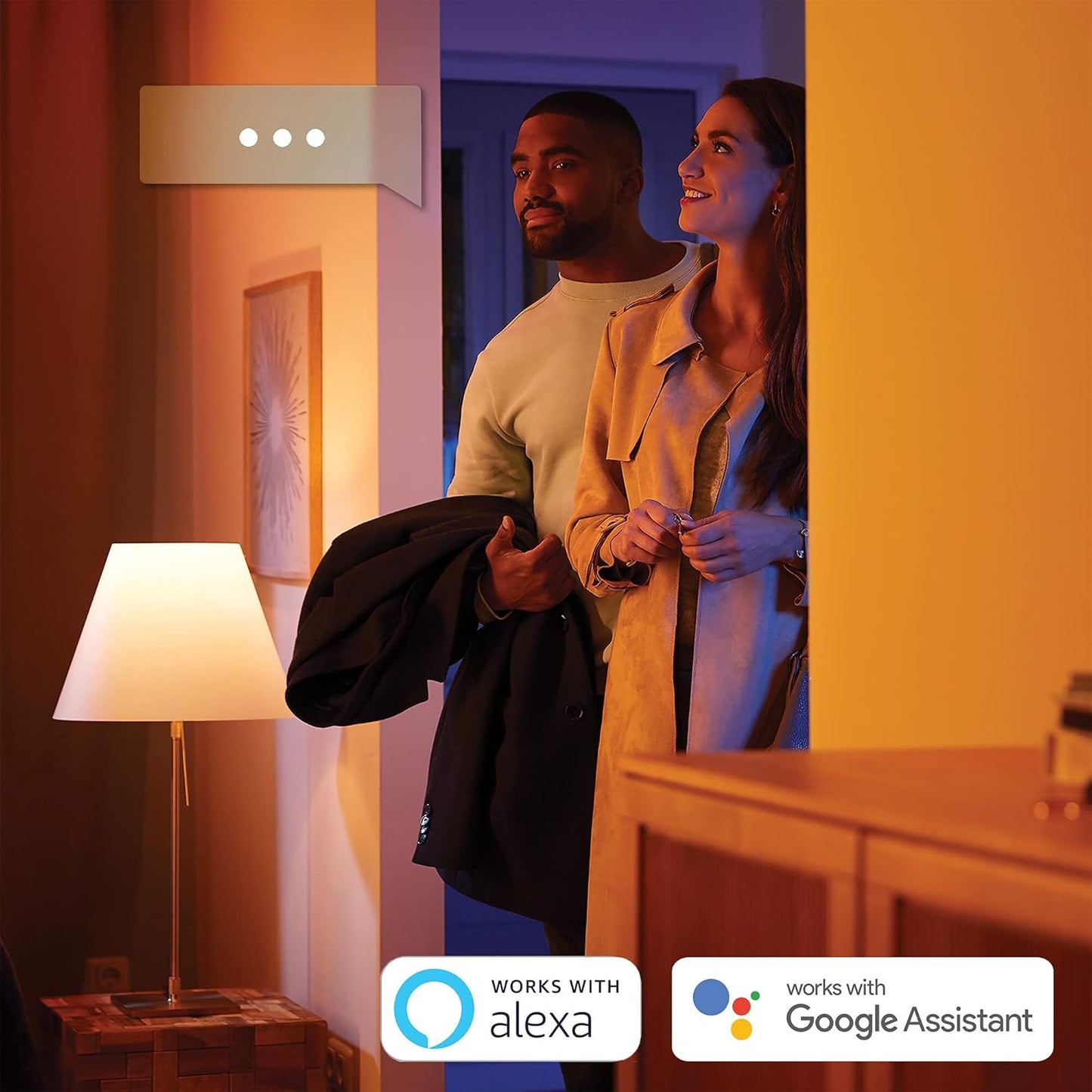 Philips Hue White and Color Ambiance Smart Sana LED Wall Lamp, White or Coloured Light, Dimmable, 20 W, Black