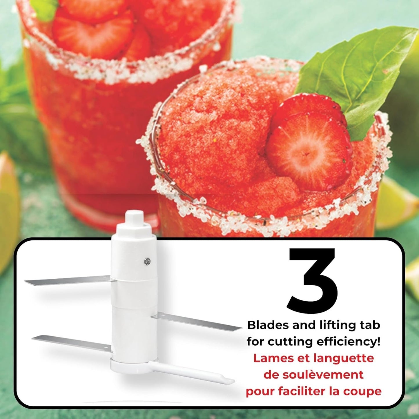Starfrit Pull Chopper - Multi Purpose Manual Food Processor - Three Blade System for a Faster Cut - From Large Chunks to Purée - Self-Retracting Cord - Fruits, Vegetables, Meats and Crushes Ice