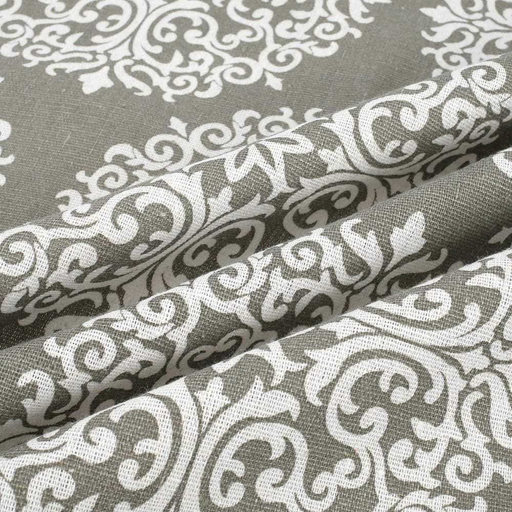 Round Tablecloth,47/59 in Cotton Linen Fabric Circular Table Cover in Nordic Style Wrinkle-proof Dust-Proof Shrink-Proof Table Cover for Kitchen Dining Farmhouse Tabletop Decoration(Grey-style 2,120cm