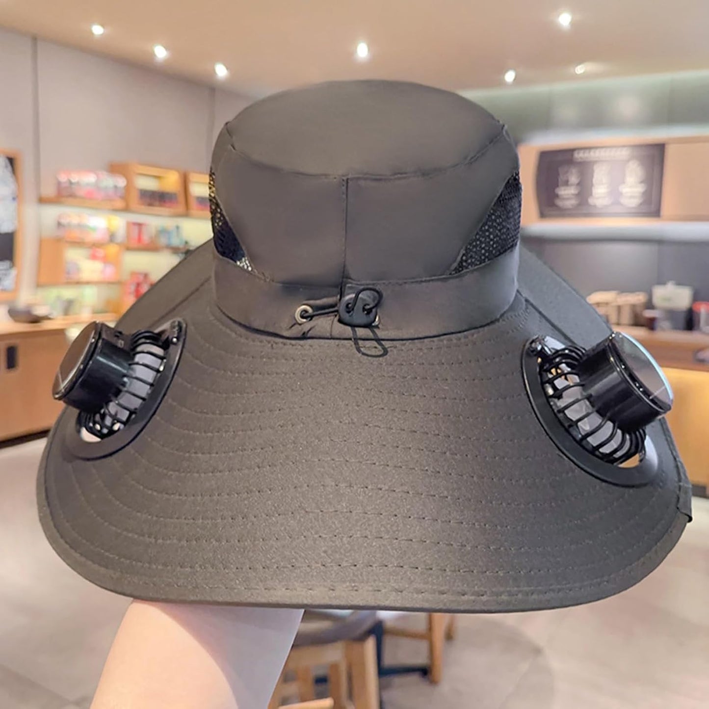 Solar Powered Fan Hat, Bucket Hat, Outdoor Sports Gear, Wide Brim Protezione UV, Sport Headwear for Women, Men, Roadtrip, Beach Vacation Fishing, Hiking and Travel Trips, Verde militare