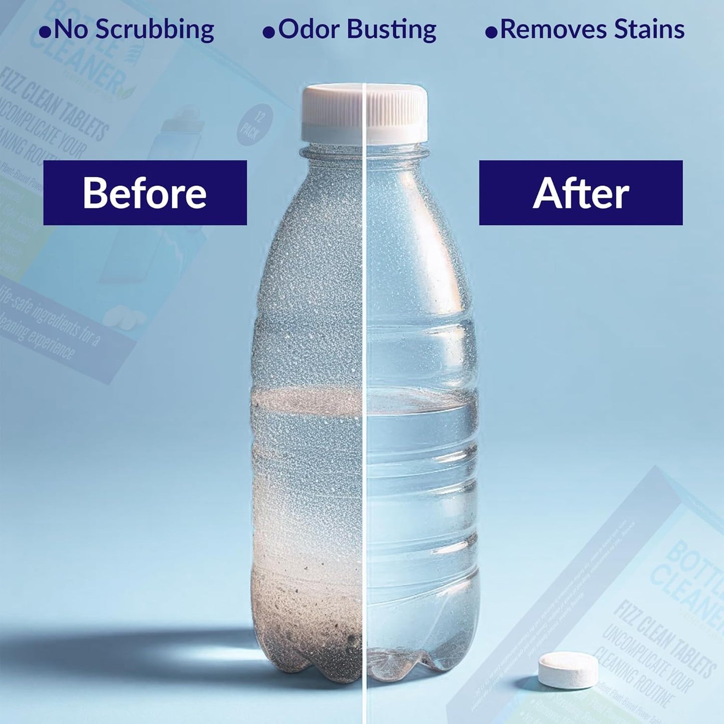 Miles Kay Bottle Cleaning Tablets | Pack of 12 (large) - Effortless Stain & Odor Removal | Non-Toxic, Biodegradable, and Chemical-Free | Miles Kay