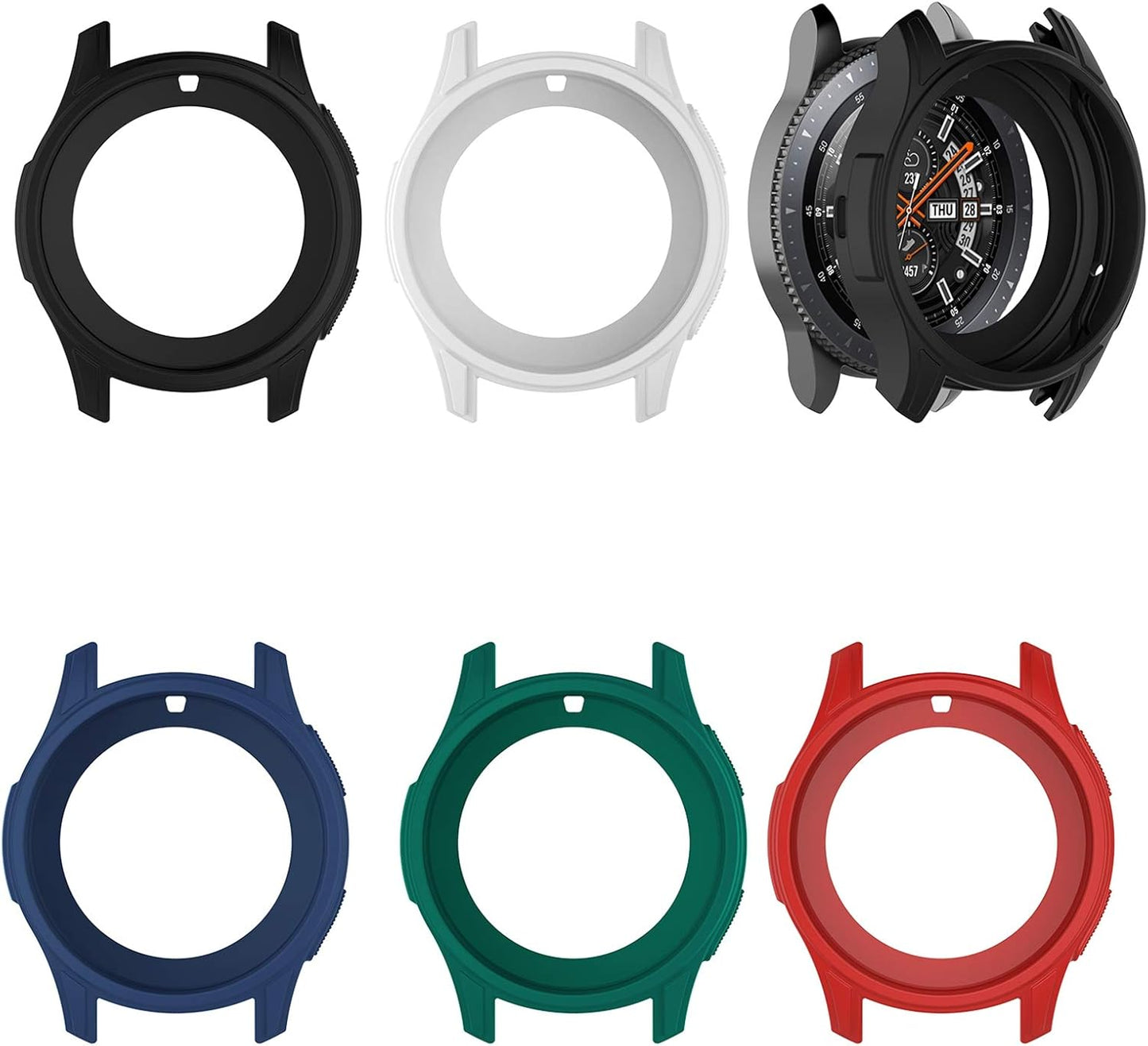 NUHFUFA Silicone Protective Case for Samsung Galaxy Watch 46mm SM-R800 and Gear S3 Frontie Smartwatch Soft Skincare Silicone Watch Shell (Black)